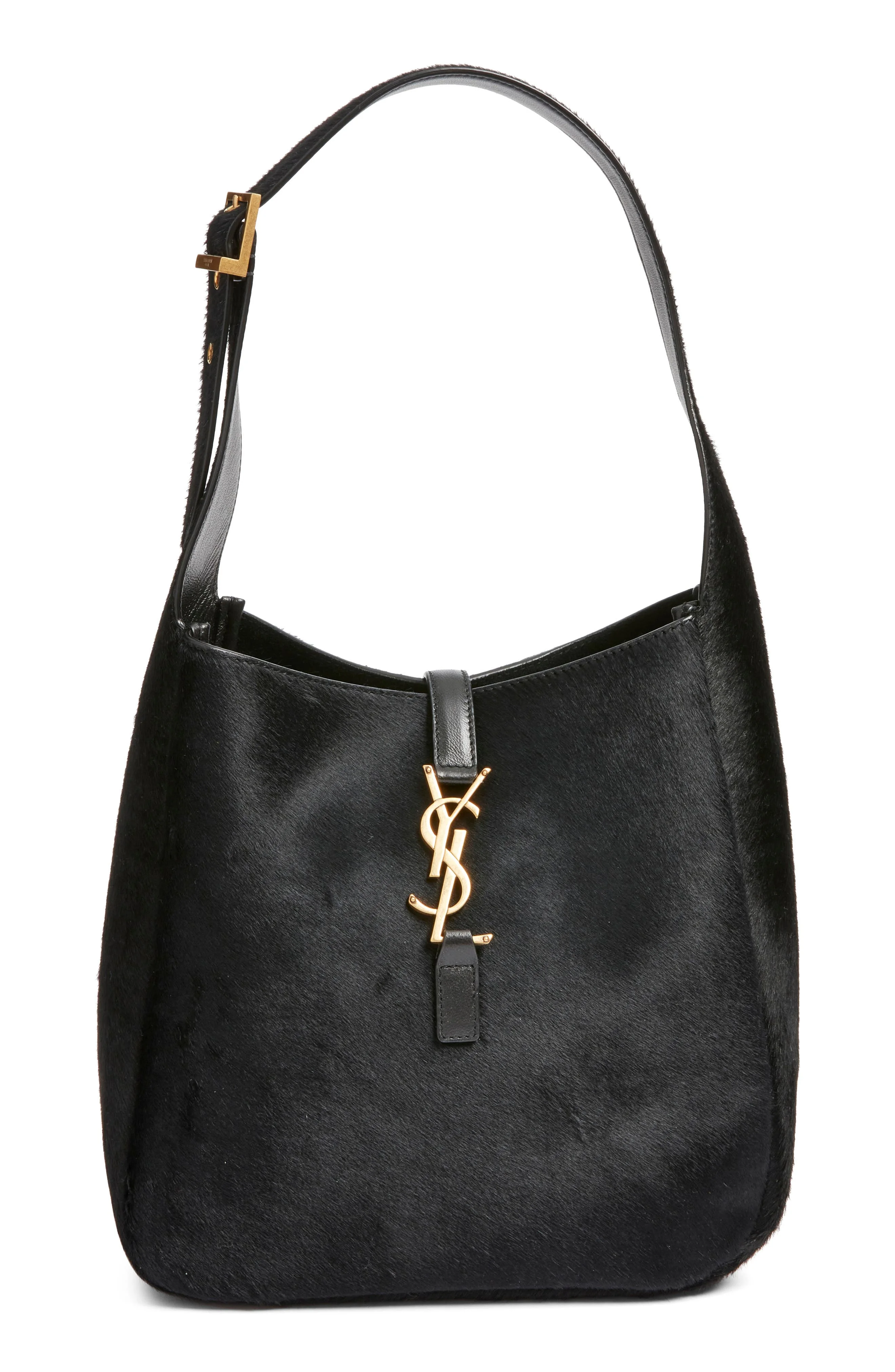 Saint Laurent Small Le 5 À 7 Genuine Calf Hair Shoulder Bag in Noir at Nordstrom - 1