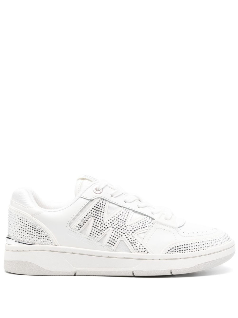 rhinestone-embellished leather sneakers 1