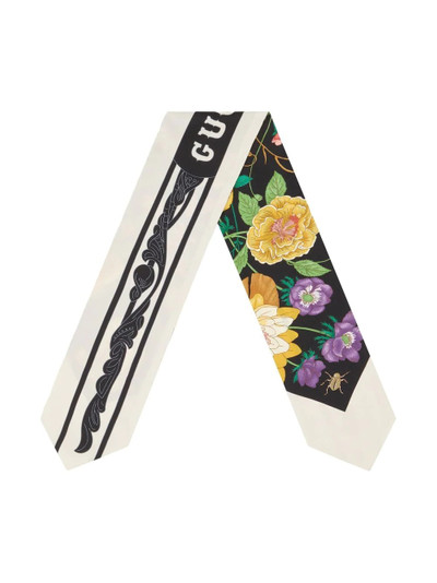 GUCCI floral-print silk neck bow outlook