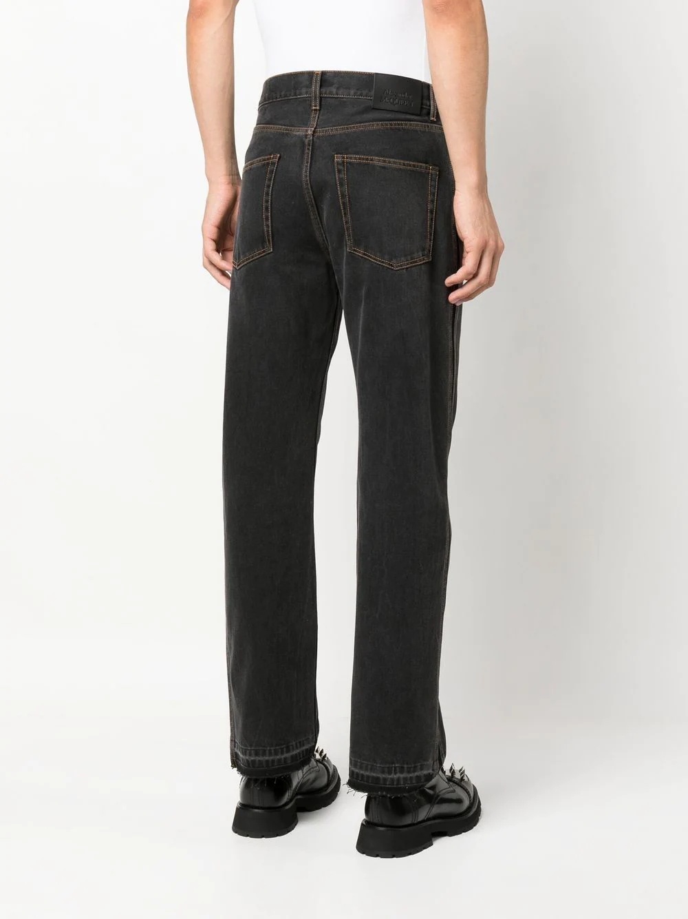 side stripe straight-leg jeans - 7