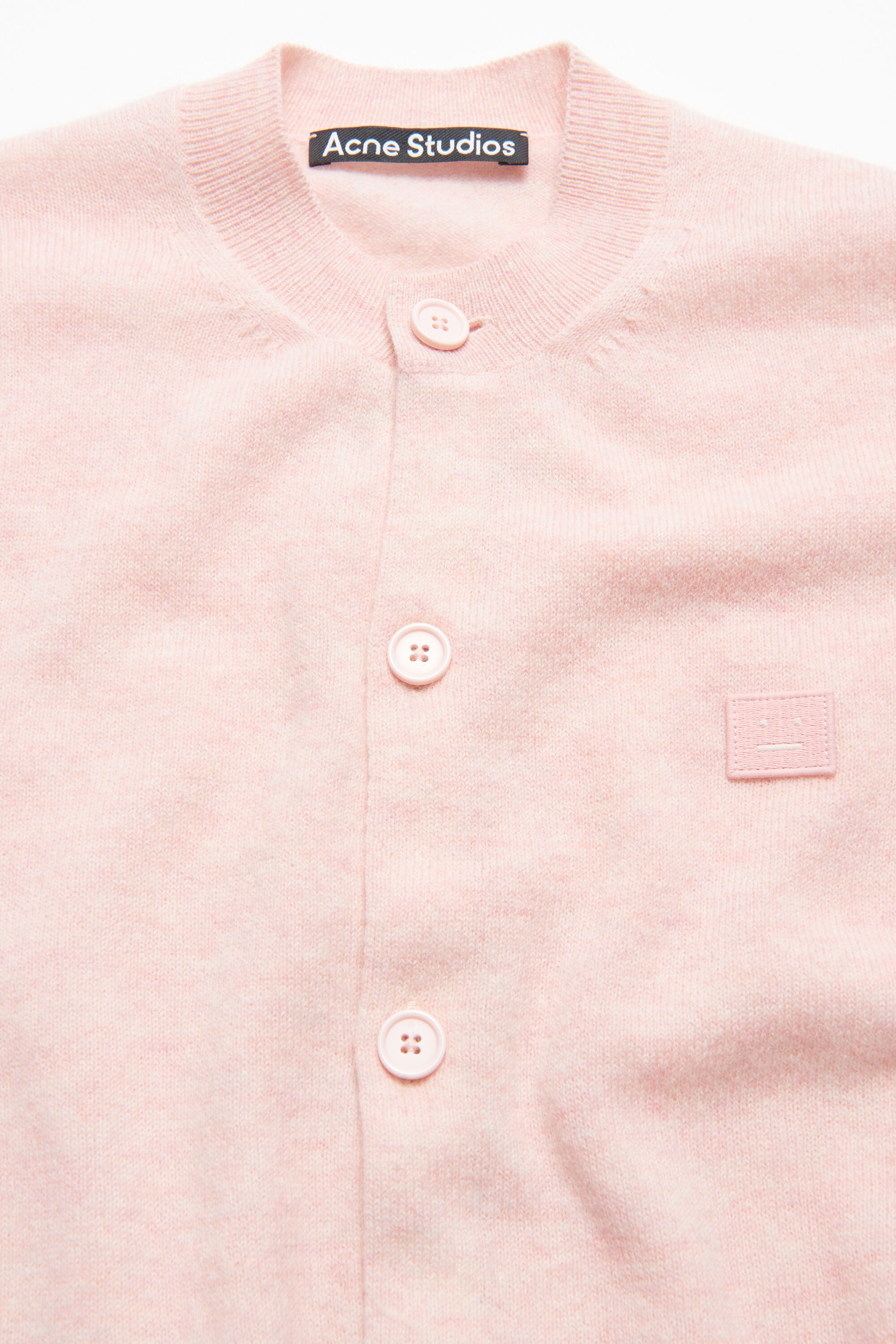 Crew neck cardigan - Faded pink melange - 4