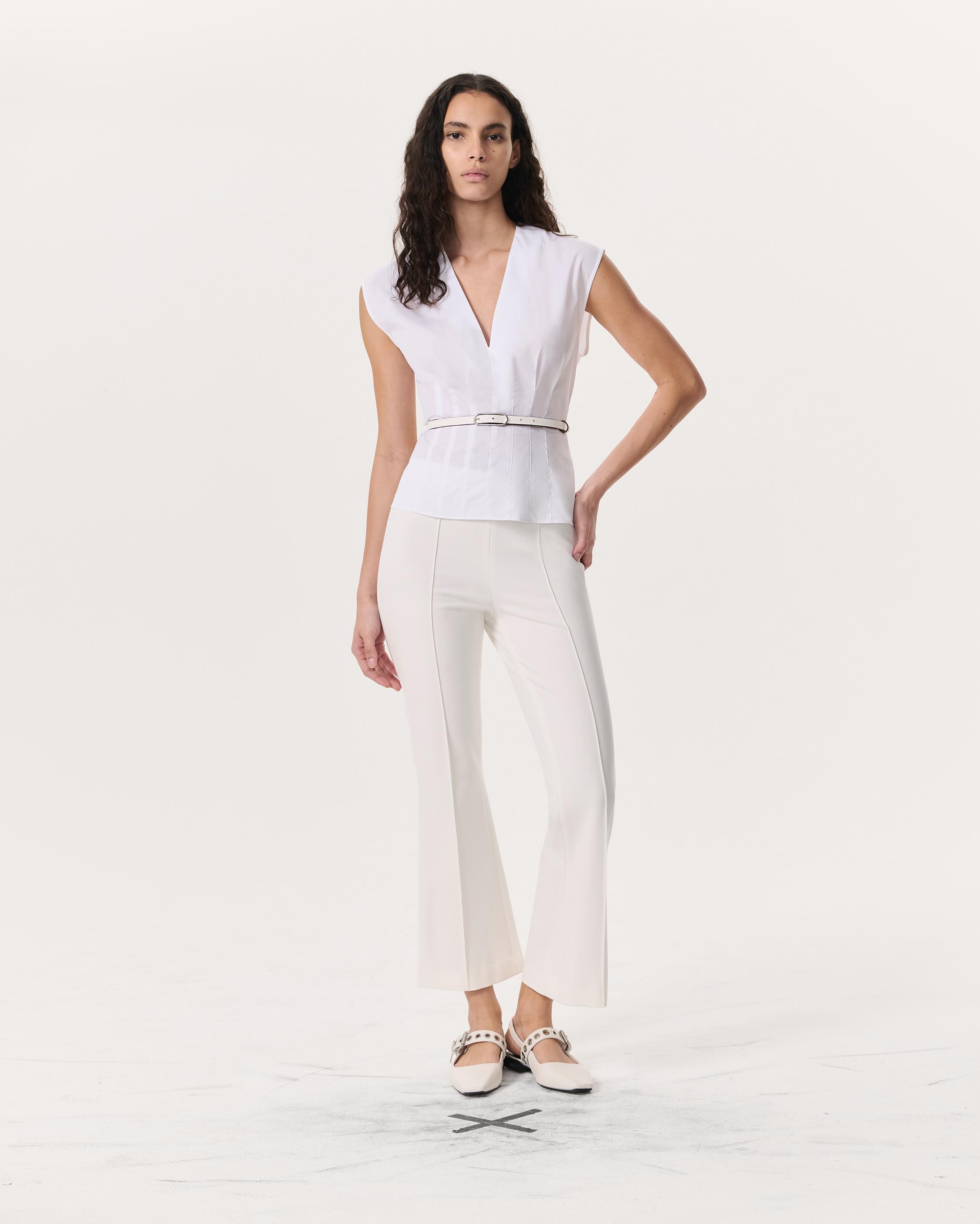 Ines V-Neck Cotton Poplin Top - 4