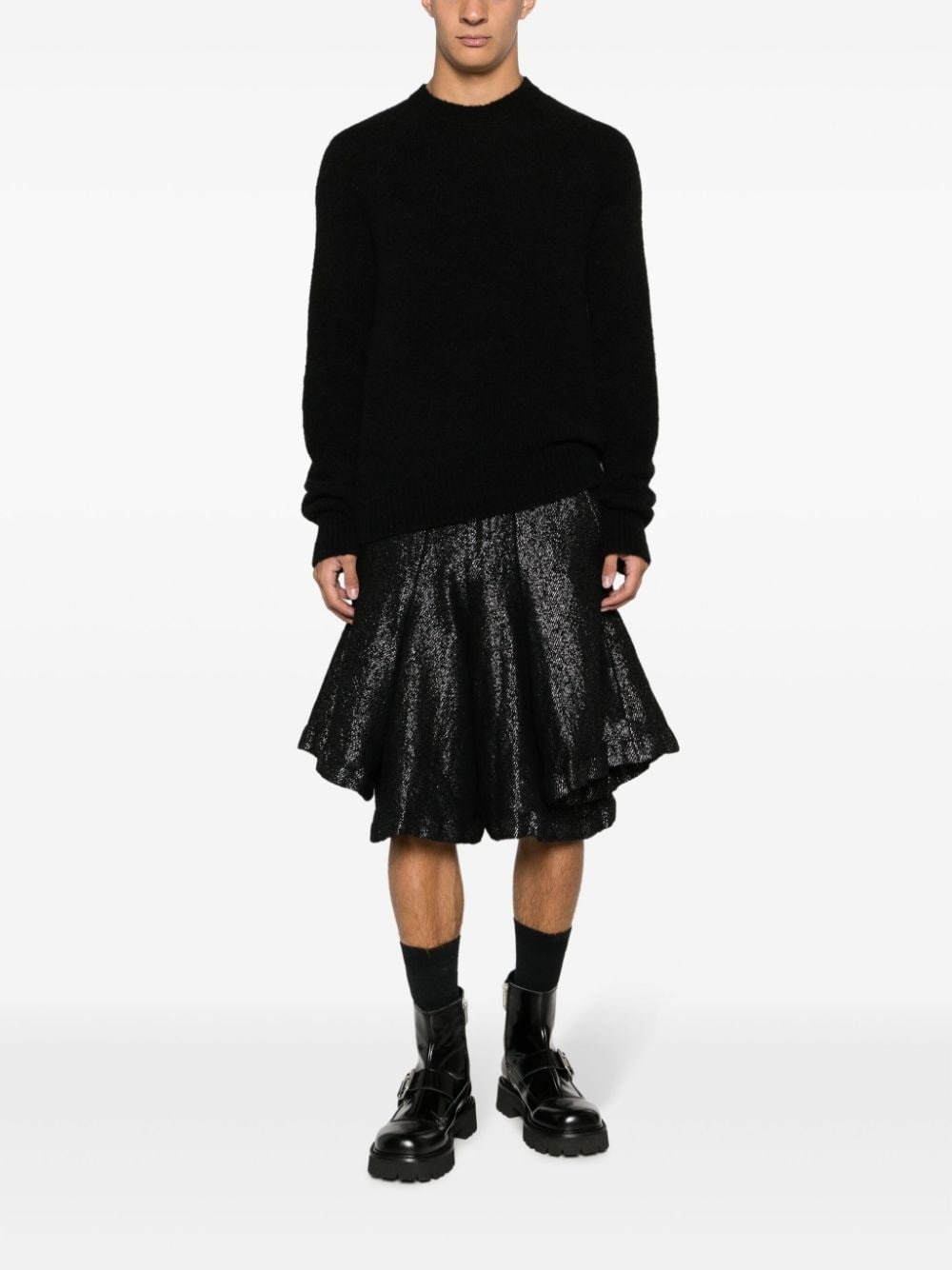 draped-detail lurex shorts - 2