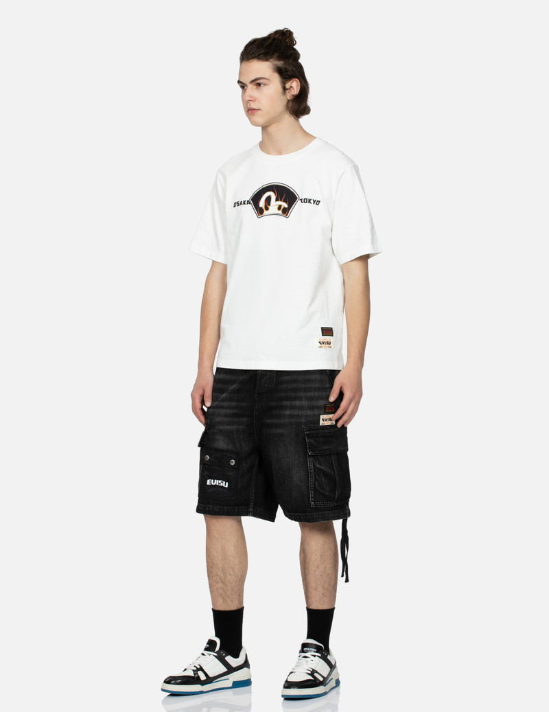 SEAGULL PRINT CARGO DENIM SHORTS 3