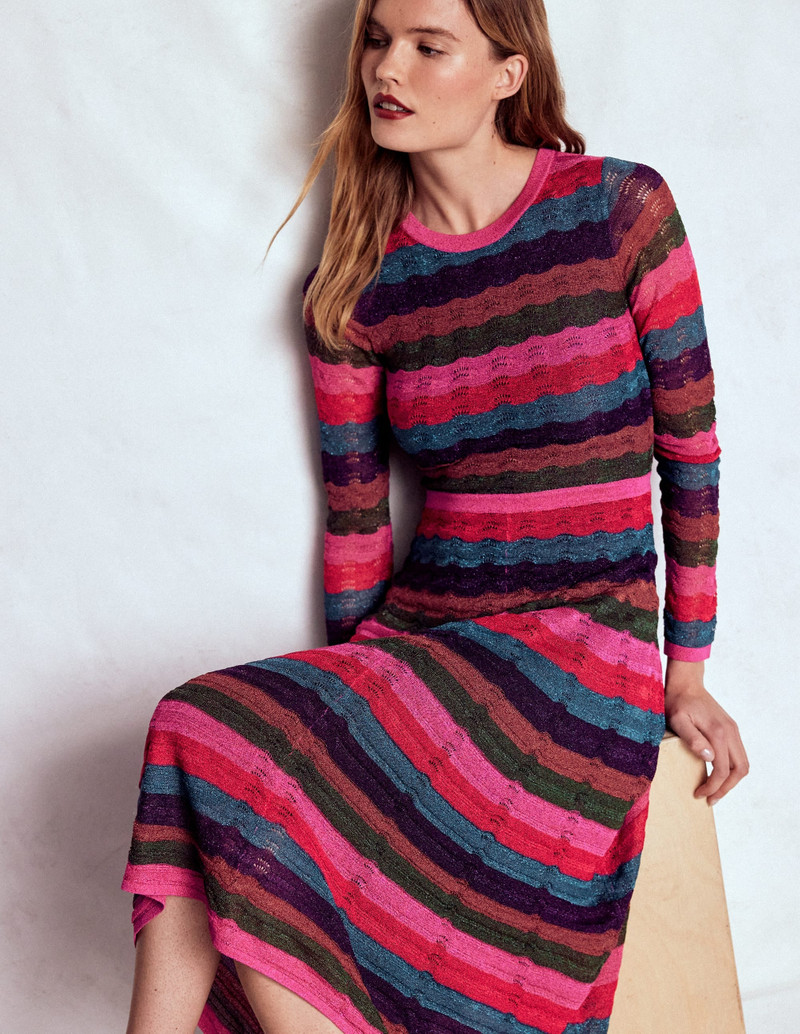 Metallic Wave Dress-Multi Stripe 3