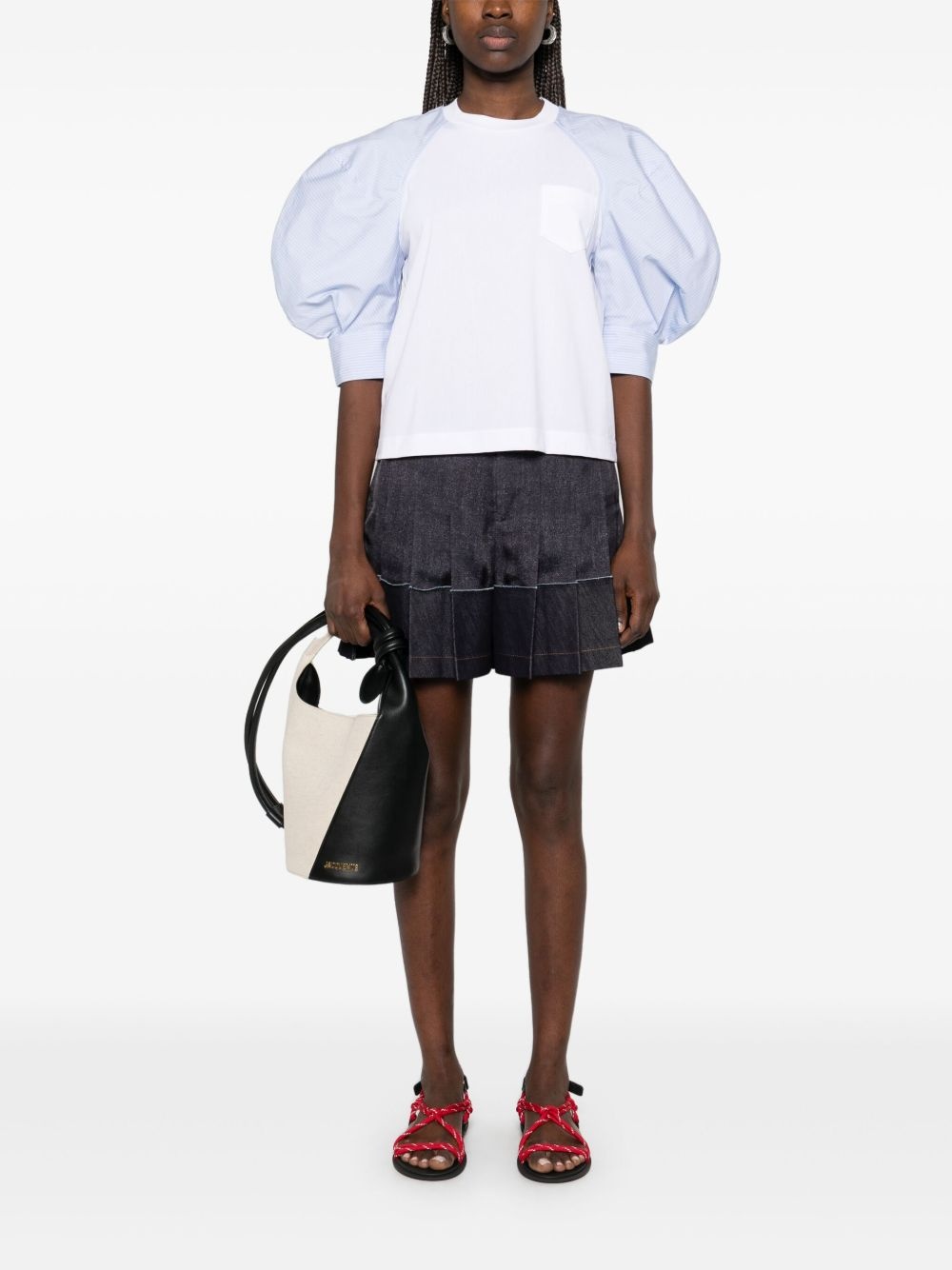 cotton poplin-detailed T-shirt - 2