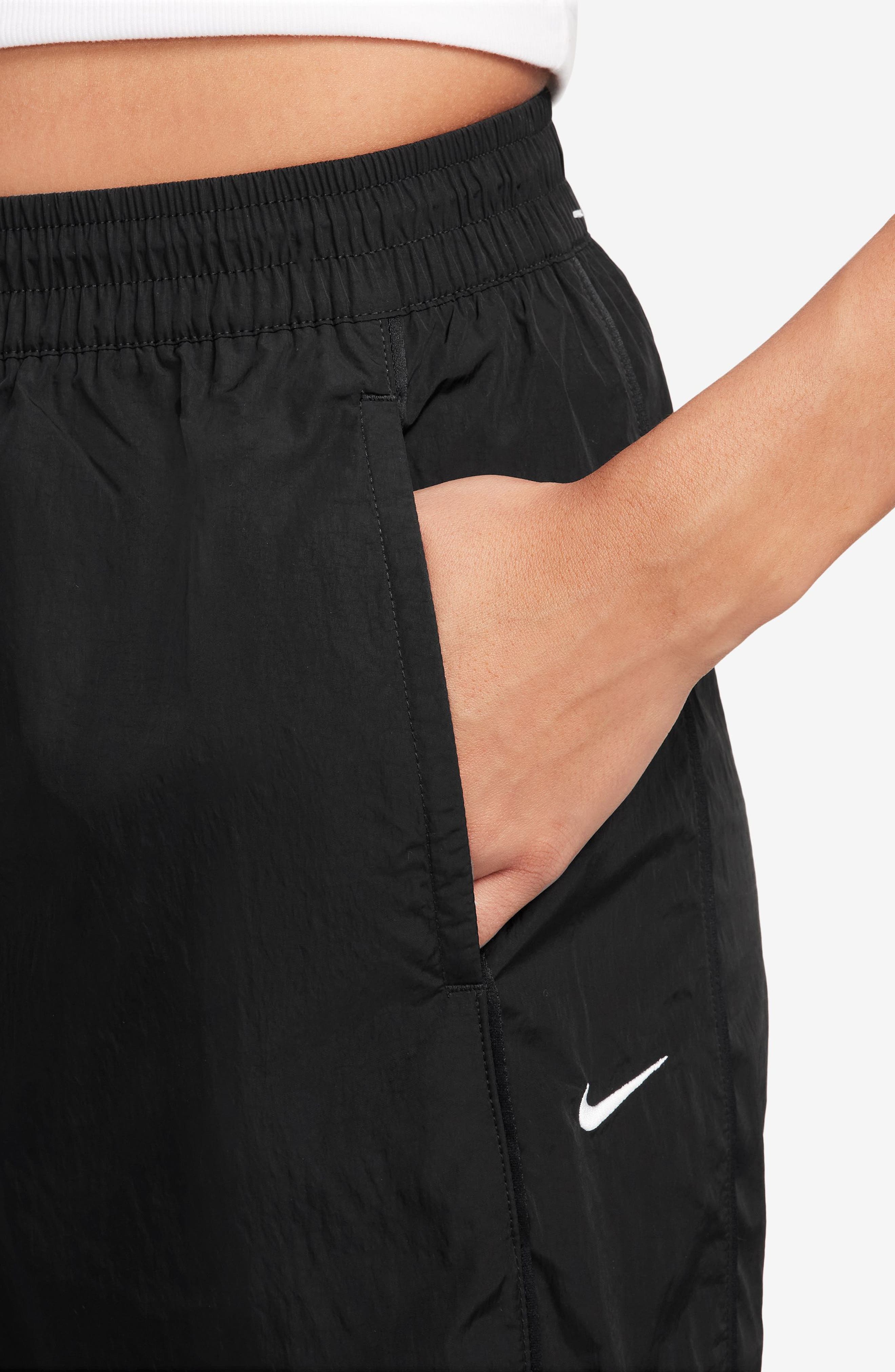 Nike Windrunner Water Repellent High Waist Woven Pants in 010 Black/white at Nordstrom - 3