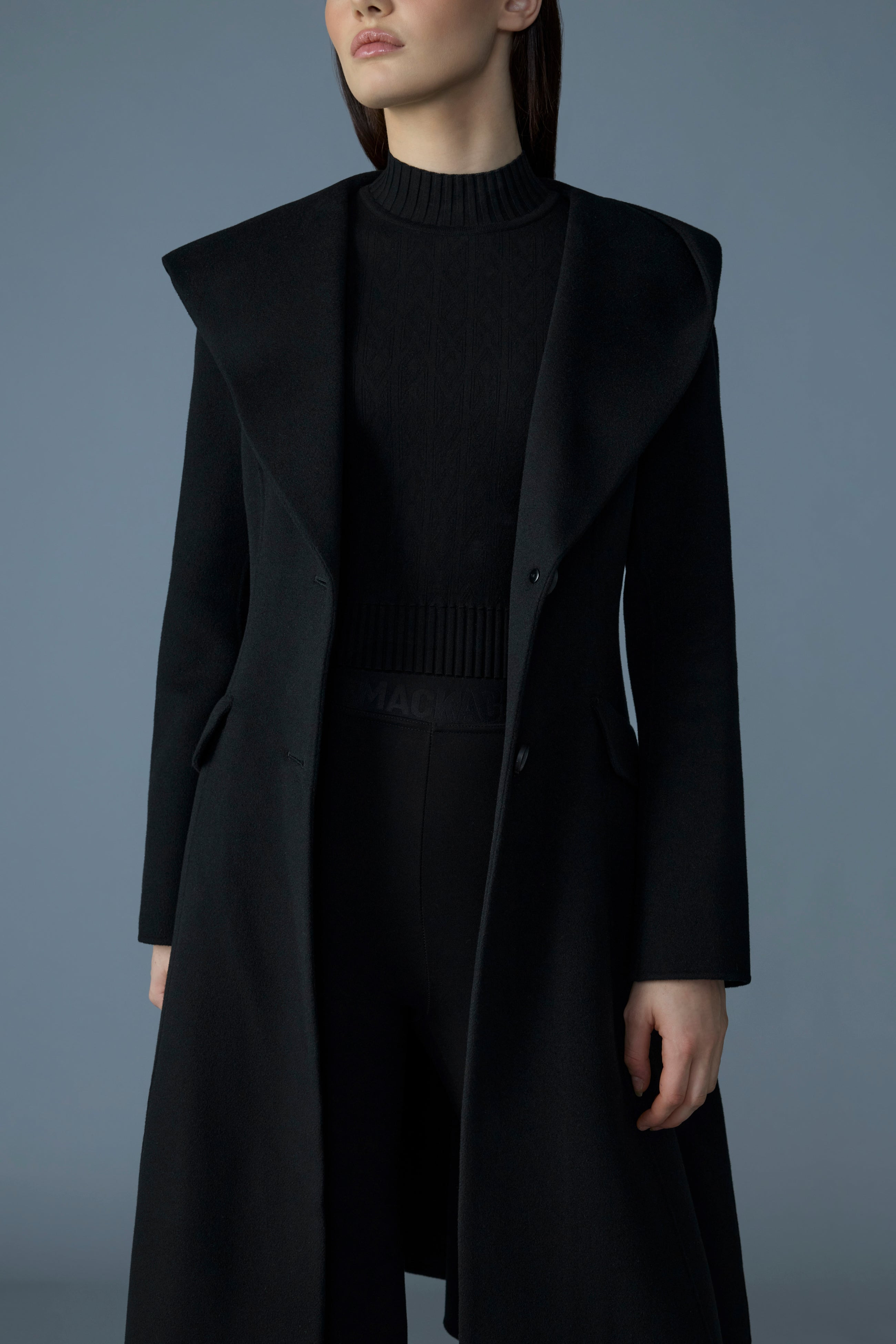 GLORIA Handmade Wool Blend Coat with Removable Bib - 2