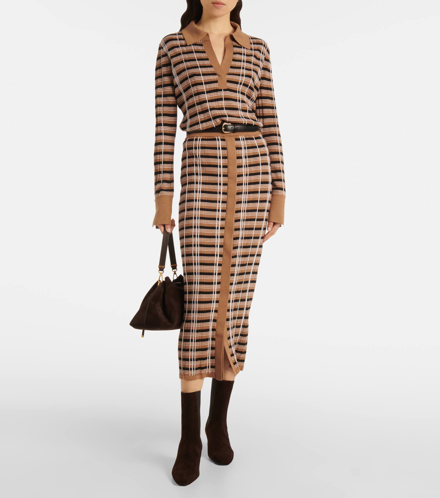 Checked wool and silk maxi skirt - 2
