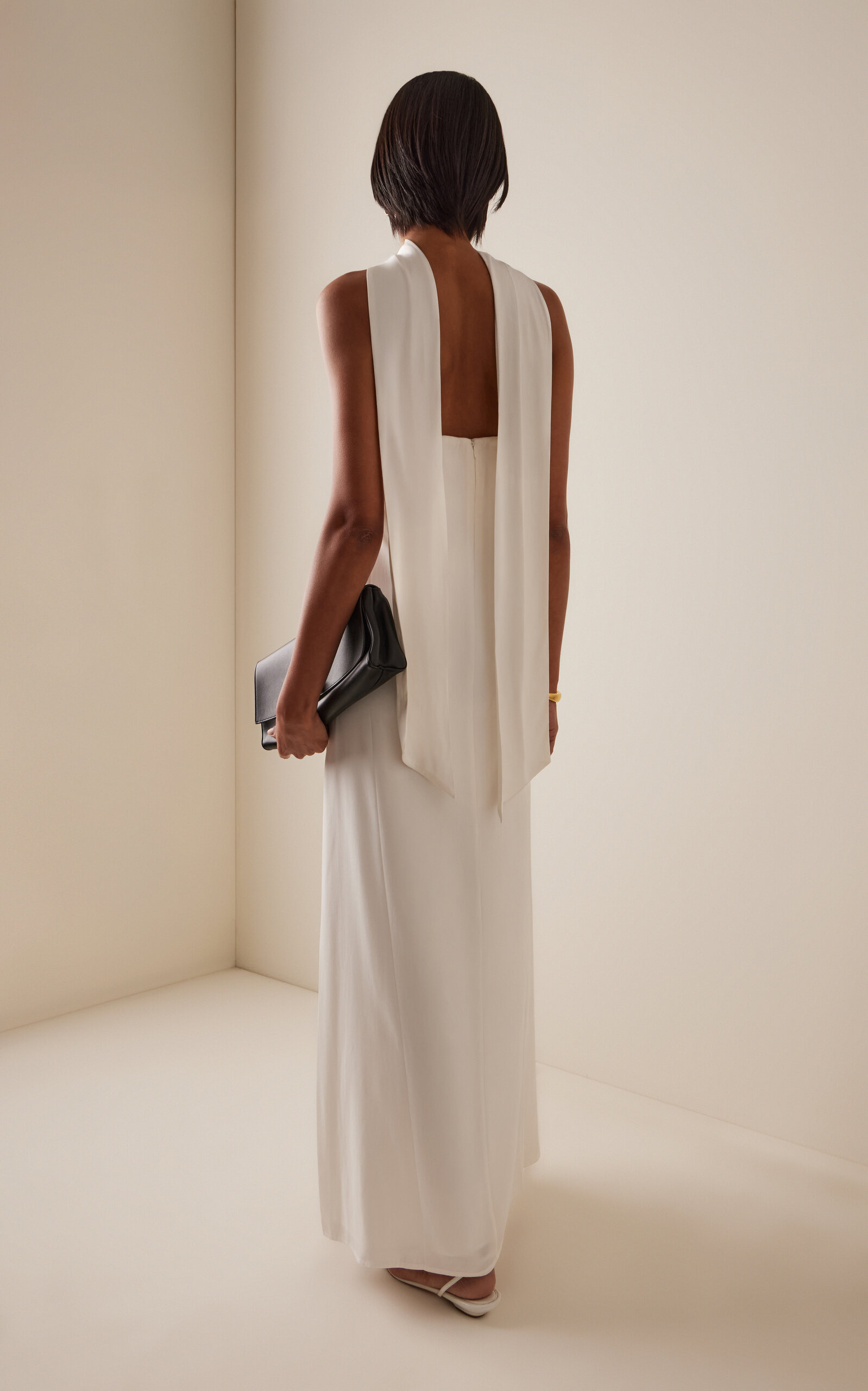 Bia Belted Strapless Crepe Maxi Dress white - 4