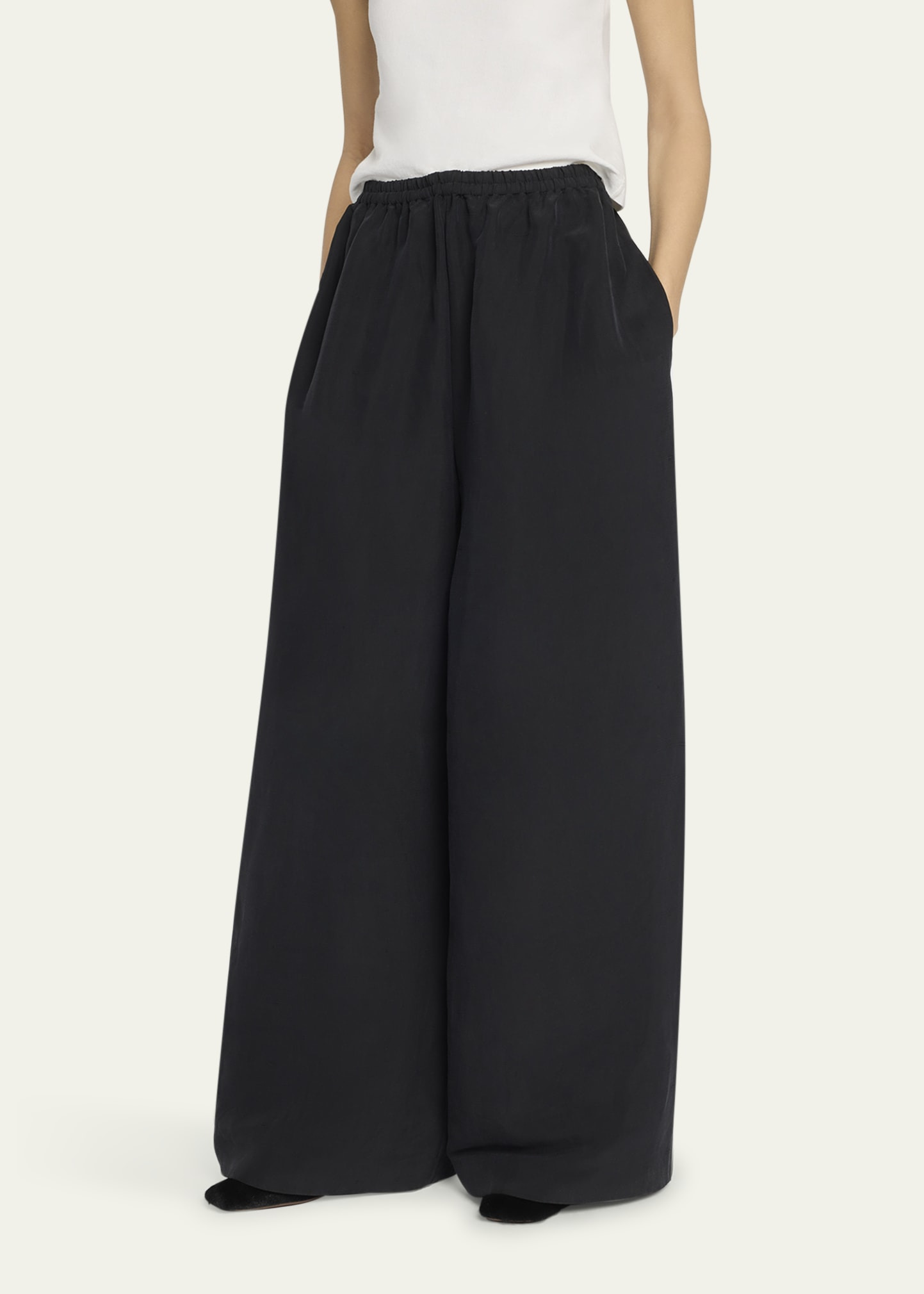 Bellana Silk Wide-Leg Pull-On Pants - 4