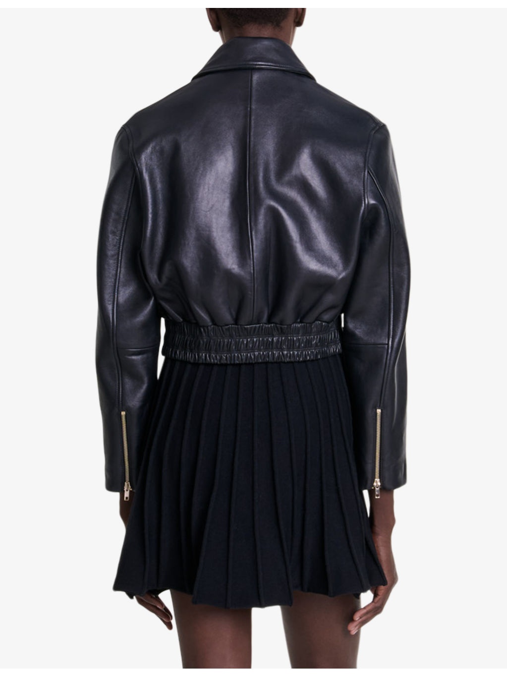 Regular-fit zip-up cropped leather jacket - 4