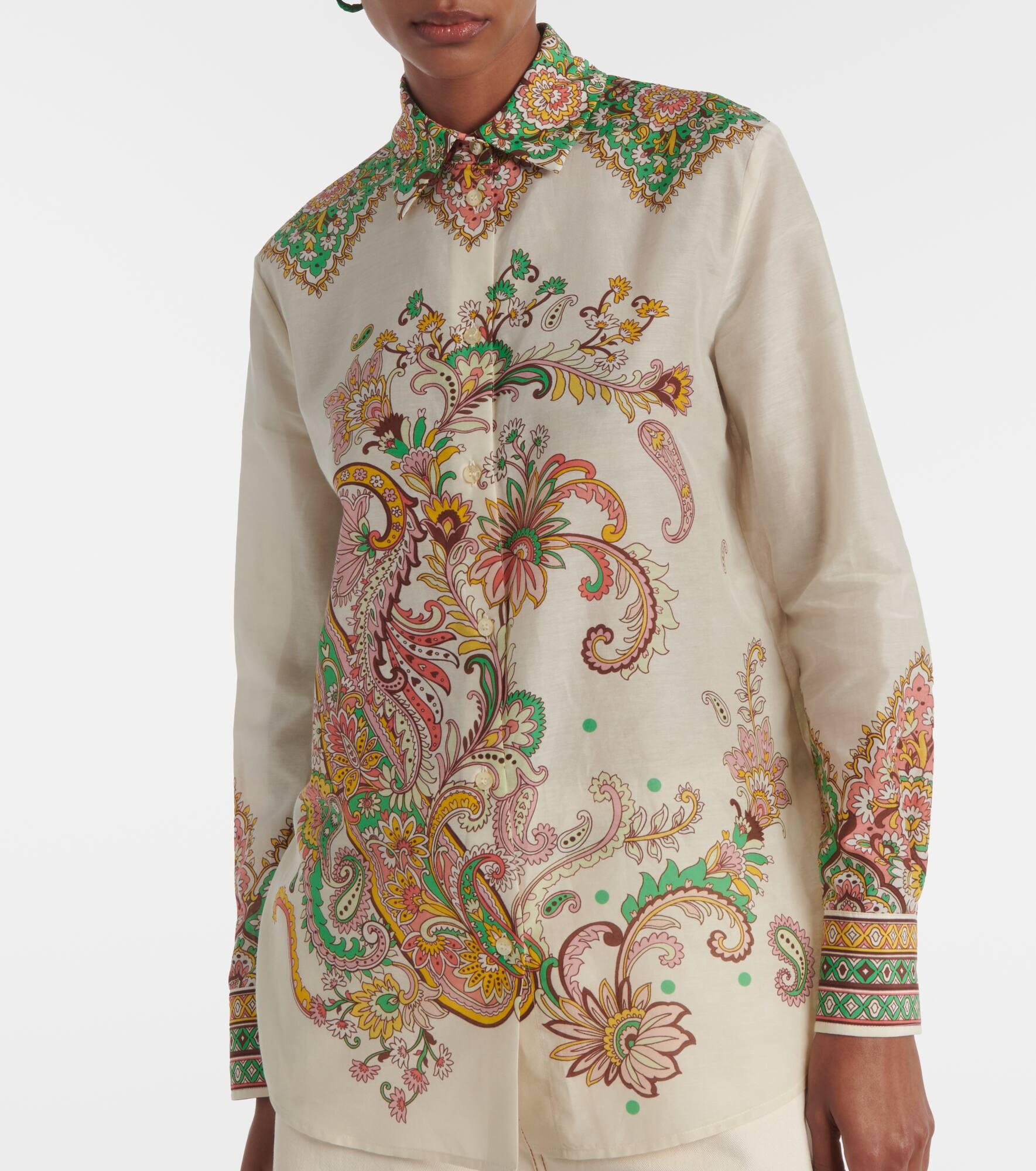 Printed cotton and silk shirt - 6
