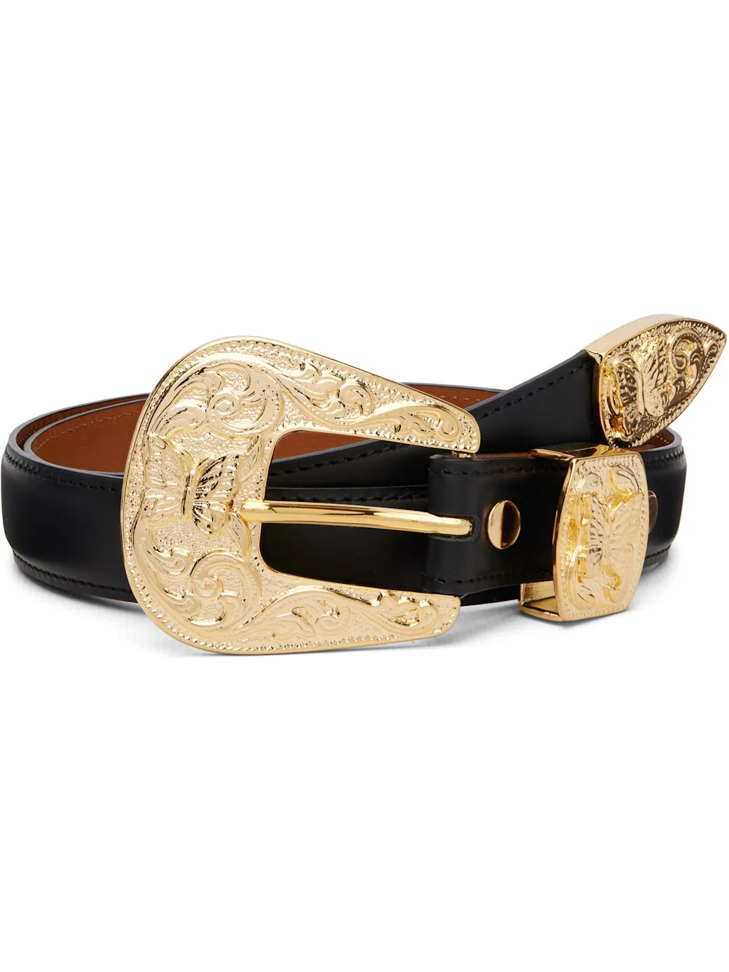Black Papillon Western Tip Belt - 1