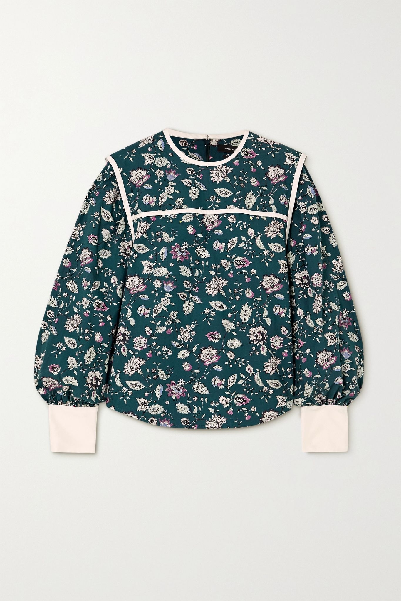 Casey silk-trimmed floral-print cotton blouse - 1