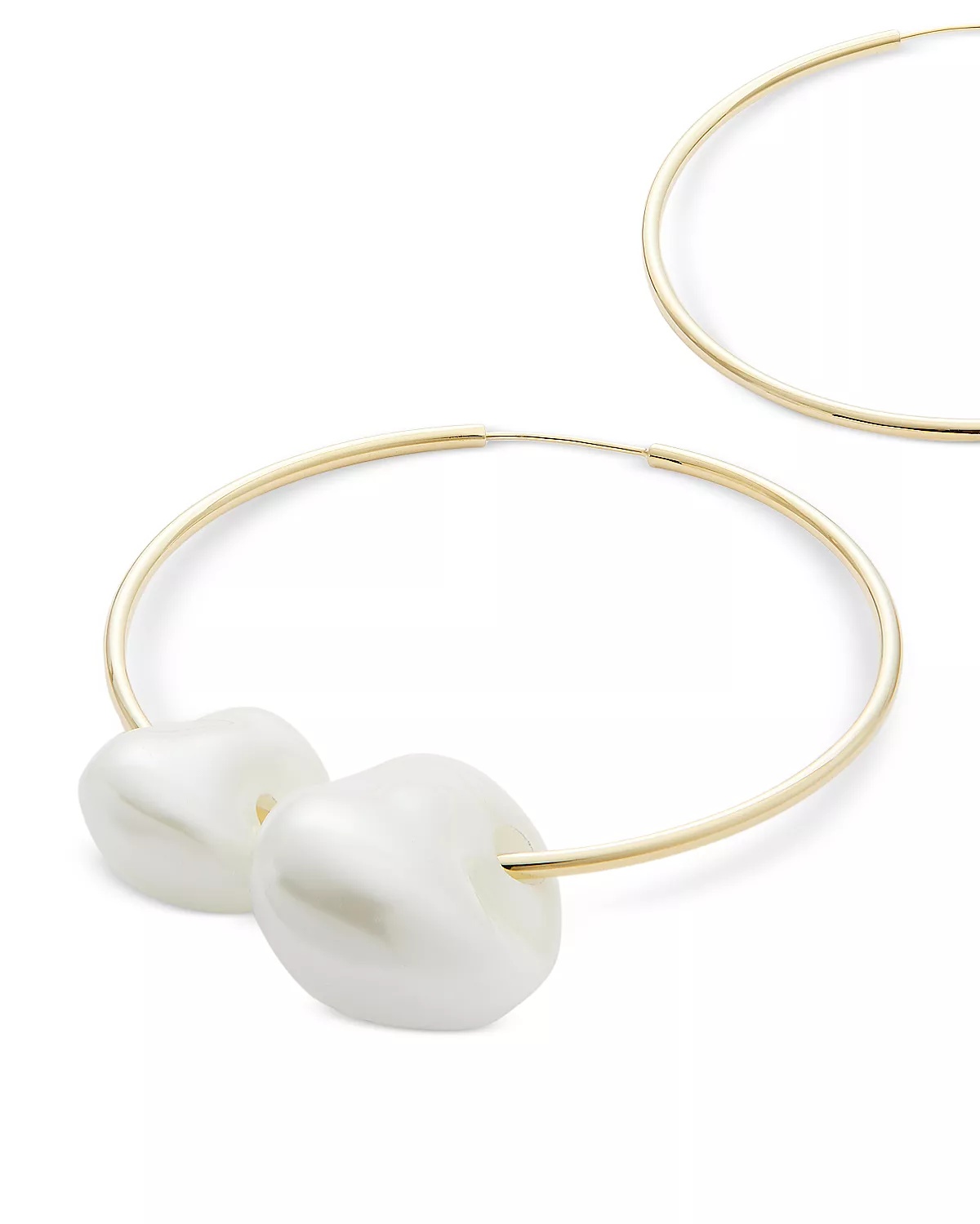 Juno Cultured Freshwater Pearl Charm Hoop Earrings in Gold Tone - 3