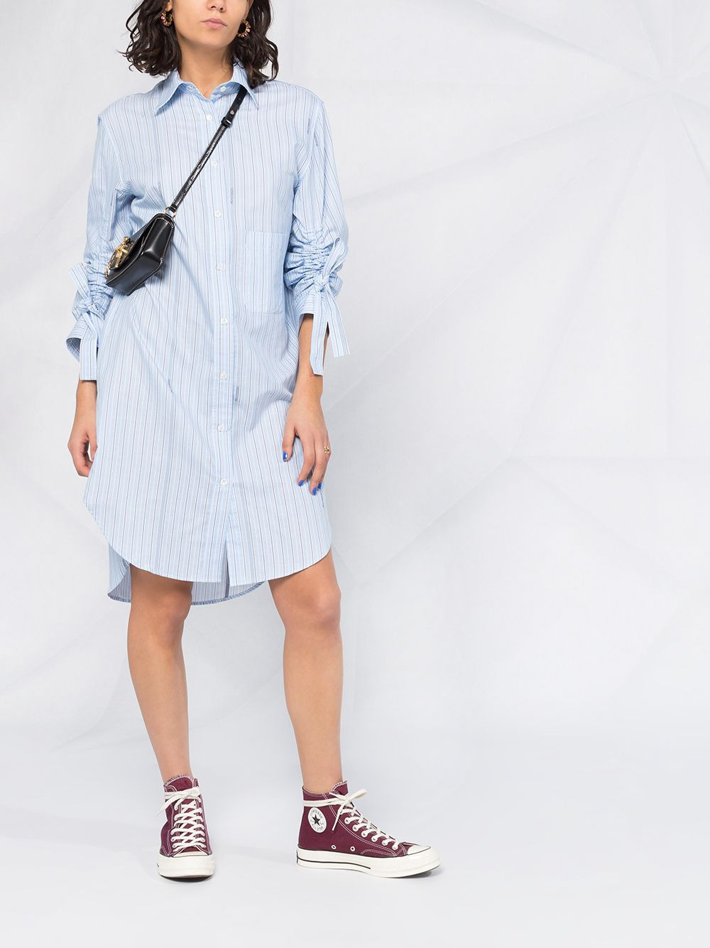 pinstriped buttoned shirt dress - 2