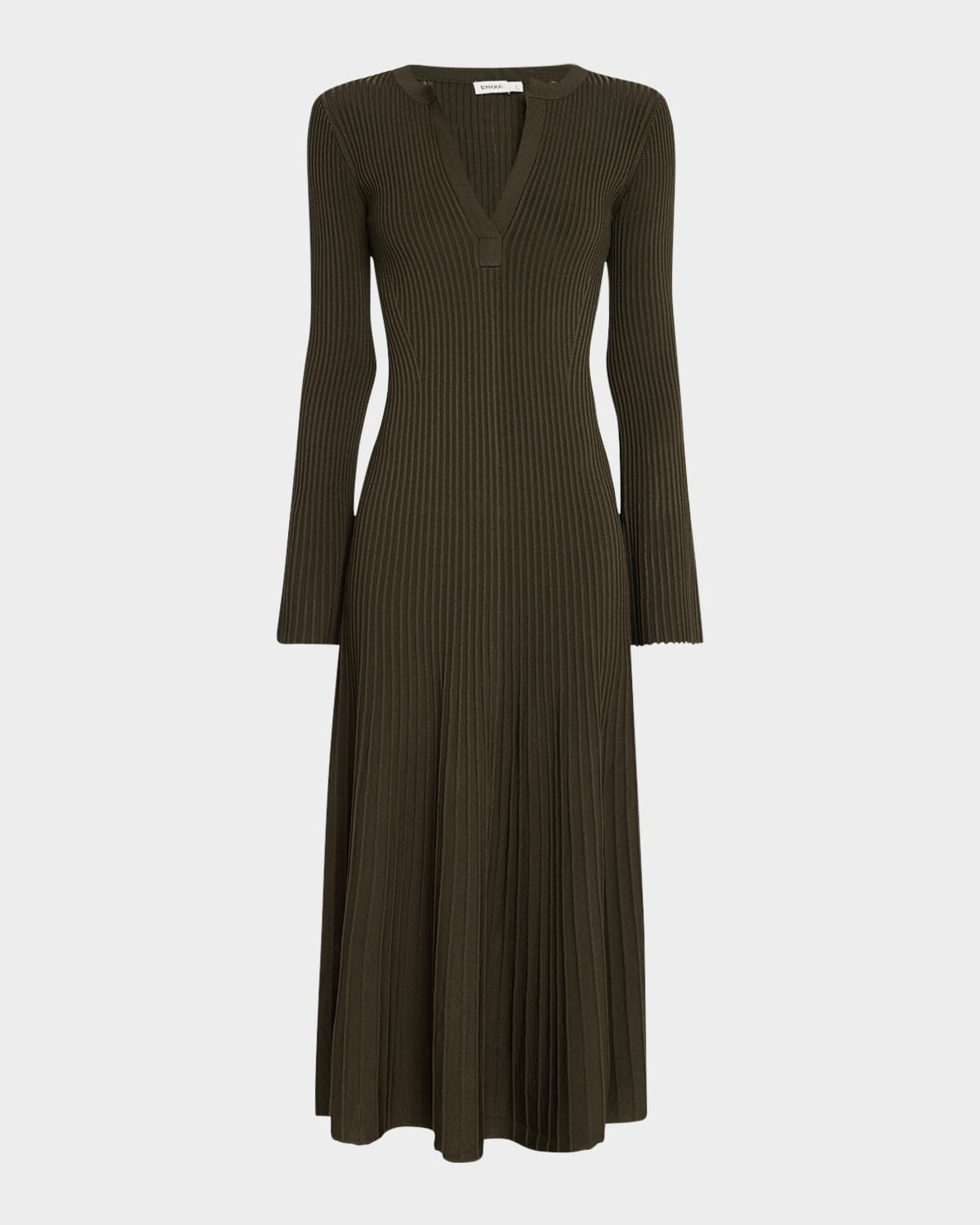 Genna Ribbed Long-Sleeve Midi Dress - 1