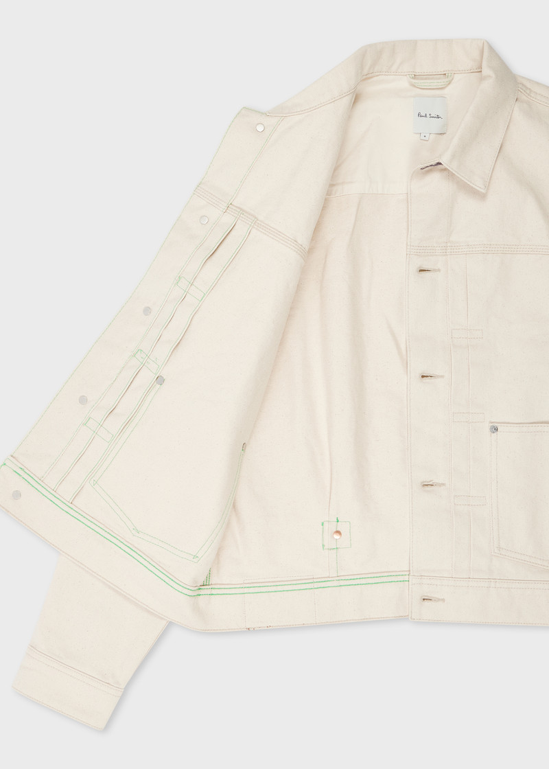 Ecru Pleated Denim Jacket 4