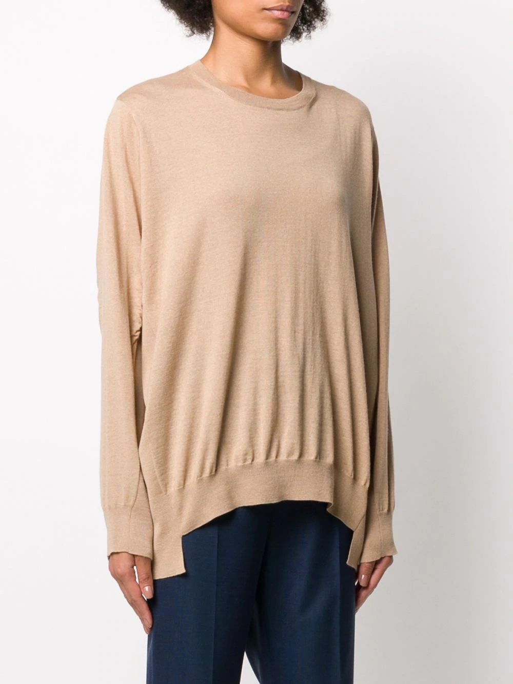 fine-knit asymmetric-hem jumper - 3