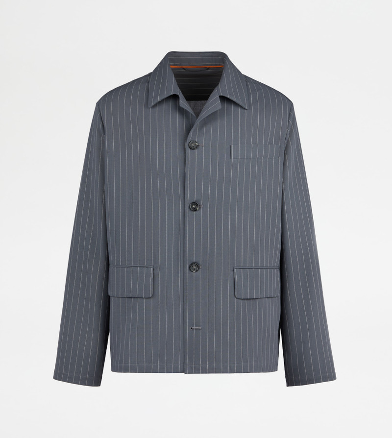 OVERSHIRT IN PINSTRIPE WOOL - GREY 1