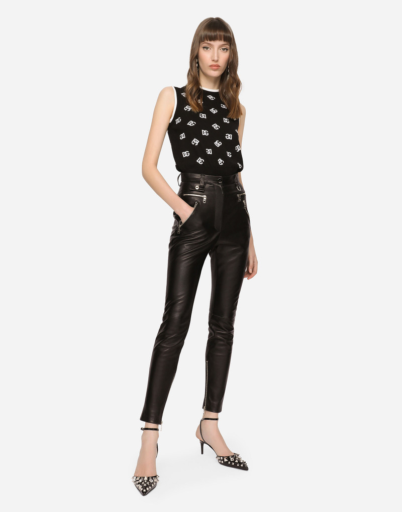 Dolce & Gabbana Faux leather jeans with zipper outlook