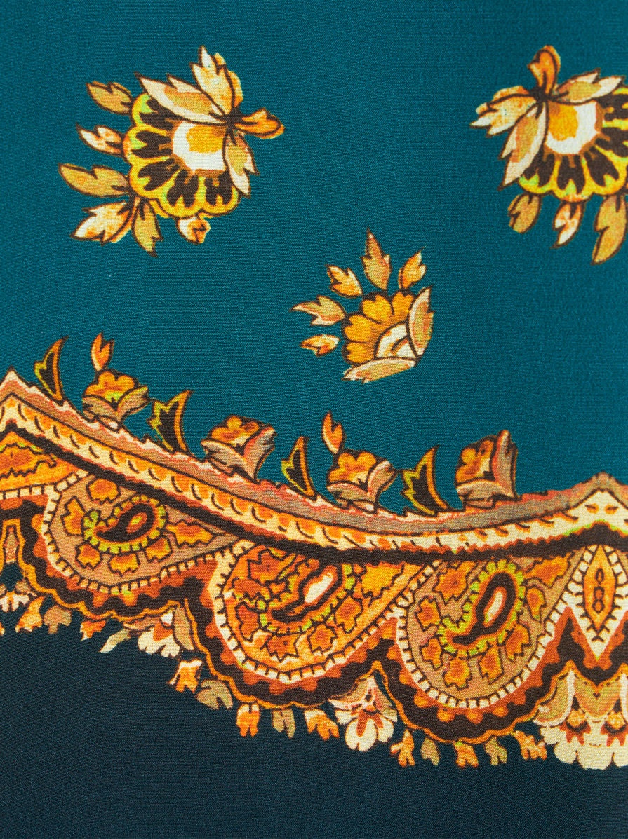 LEAFY PAISLEY CRÊPE DE CHINE PALAZZO TROUSERS - 6