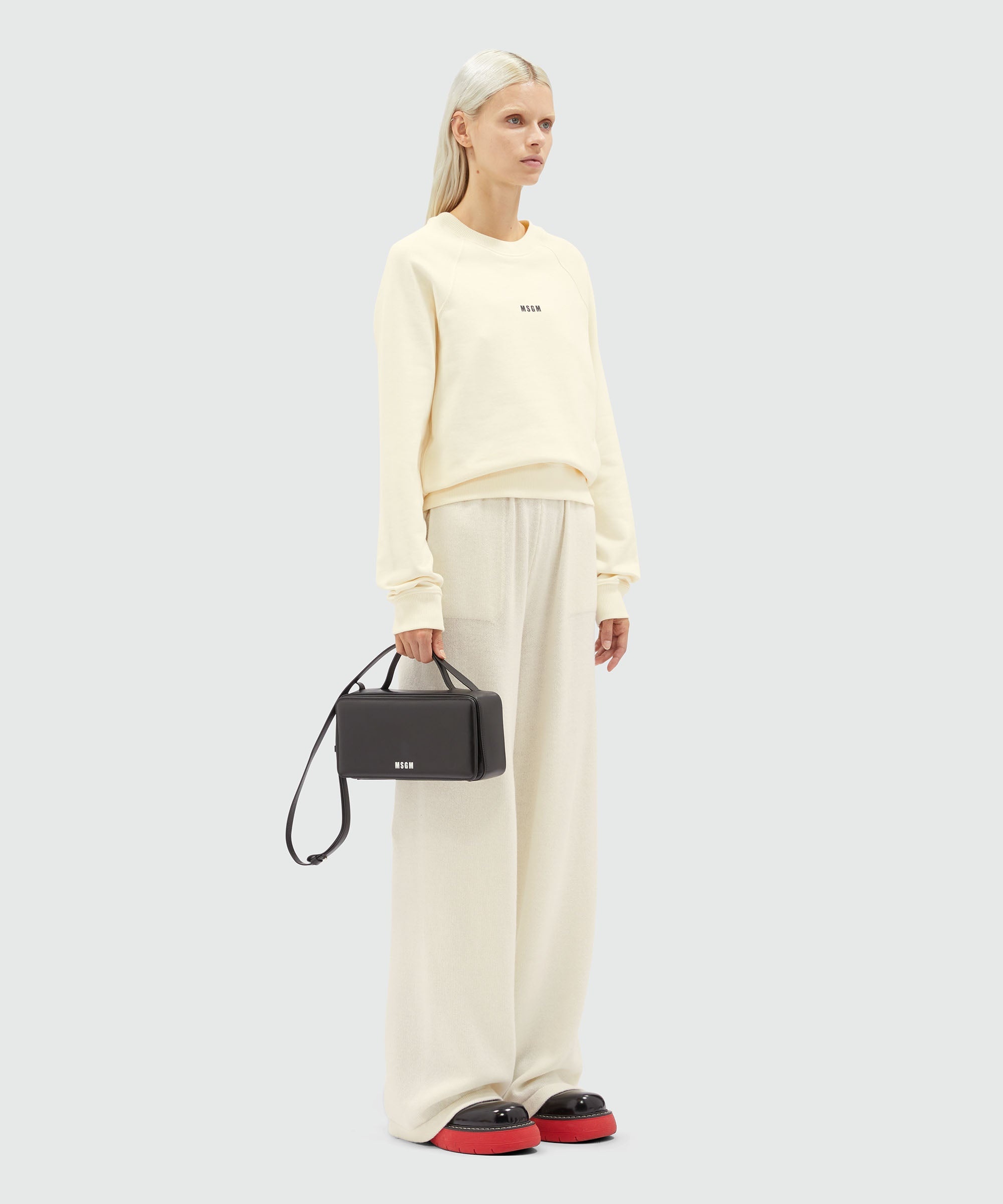 Cream jersey sweatshirt with micro logo - 4