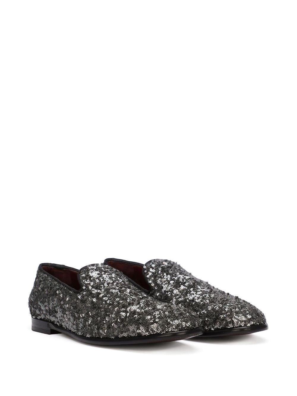 sequin-embellished leather slippers - 2