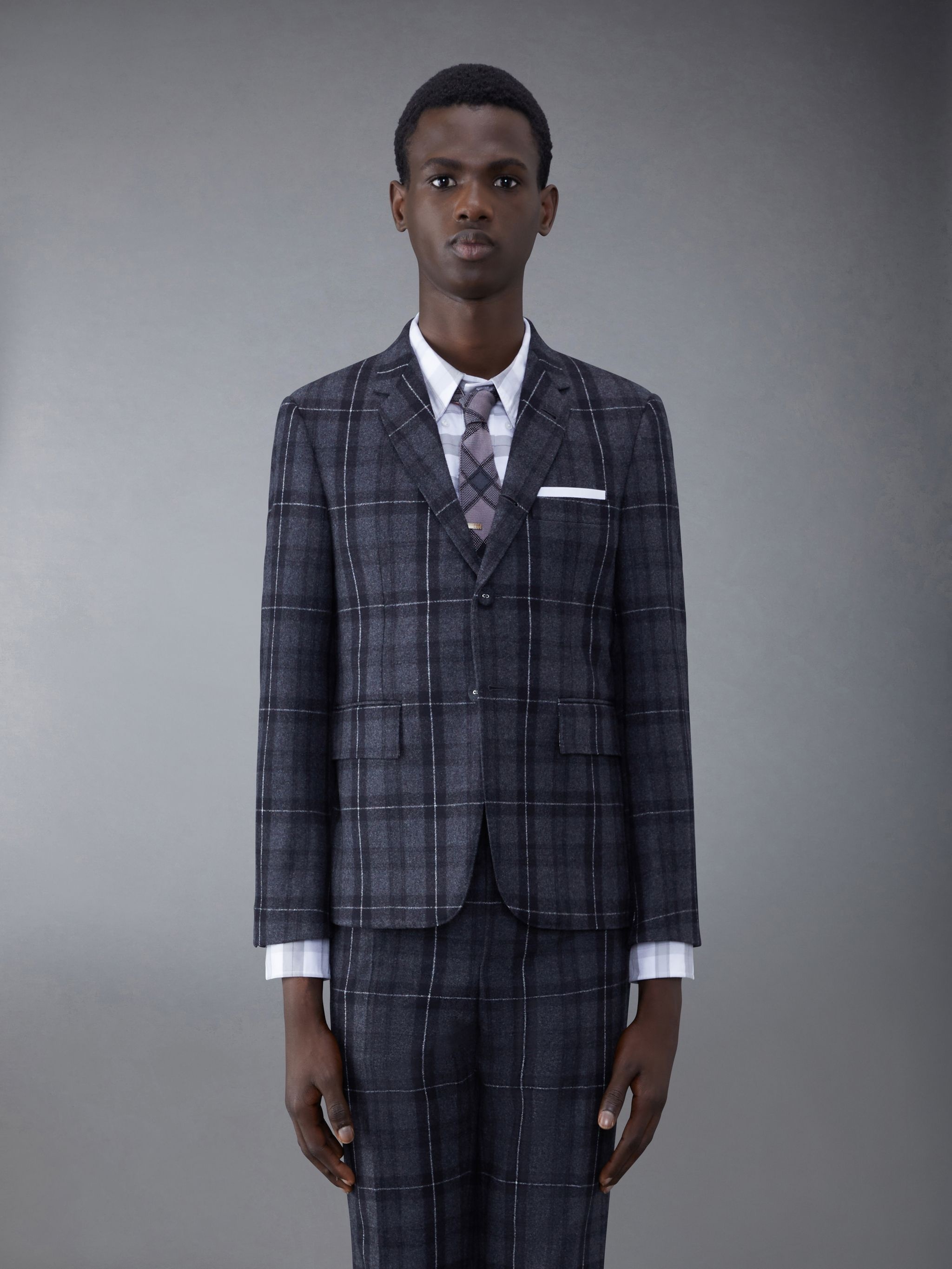 Thom Browne Tartan Flannel Classic Sport Coat | REVERSIBLE