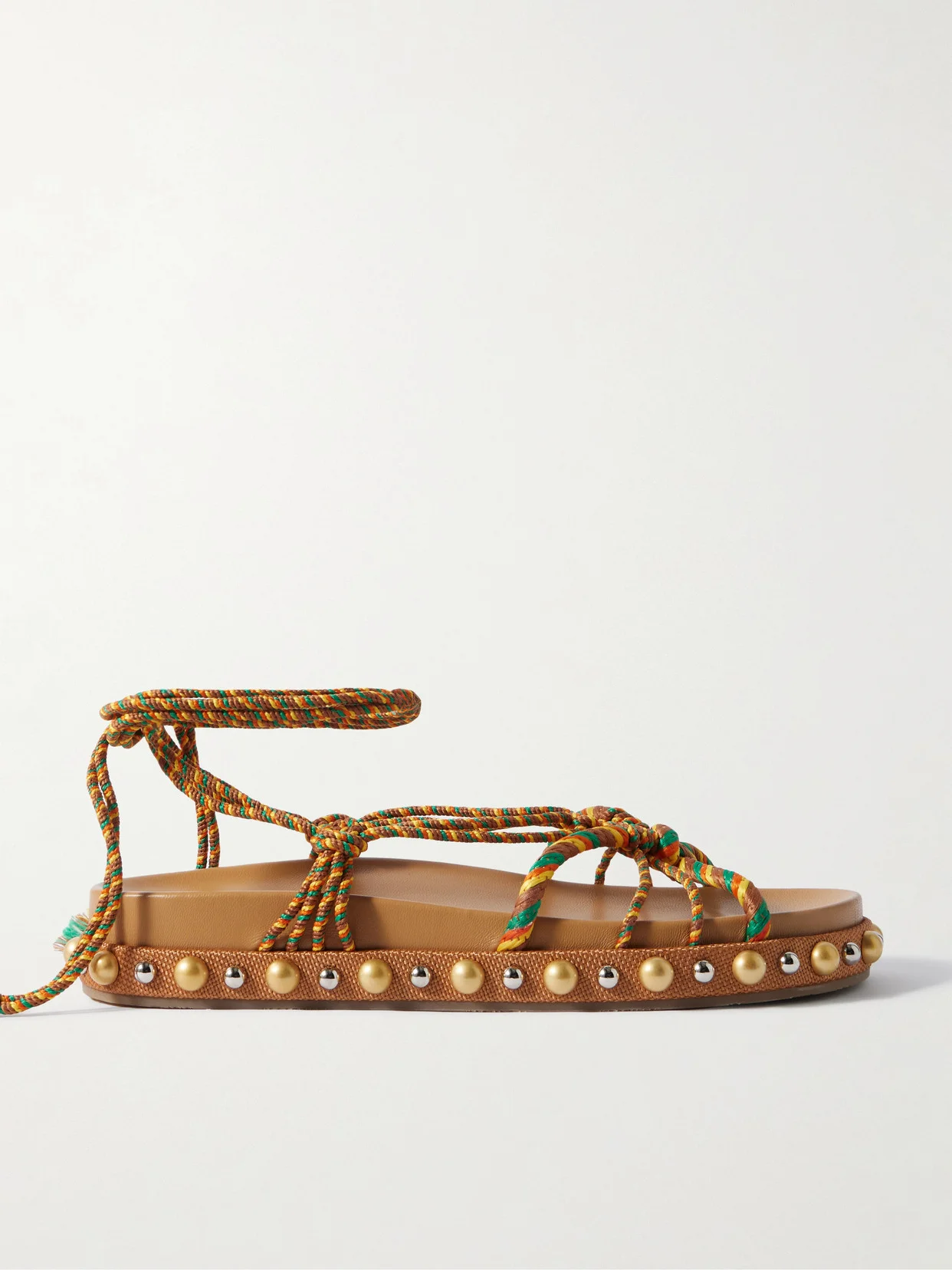 Tropical Rope Embellished Raffia Sandals - 1