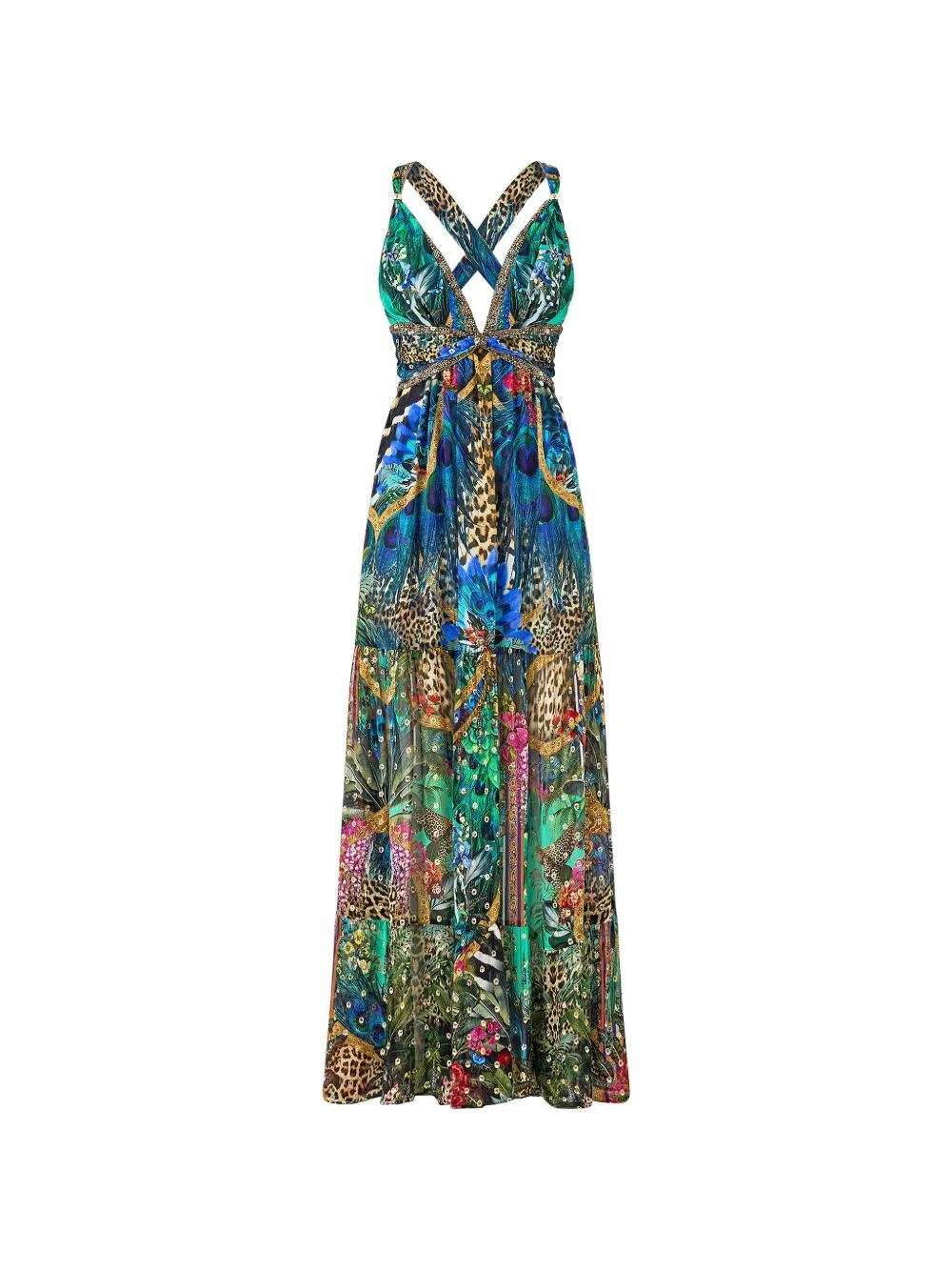 beaded-strap maxi dress - 1