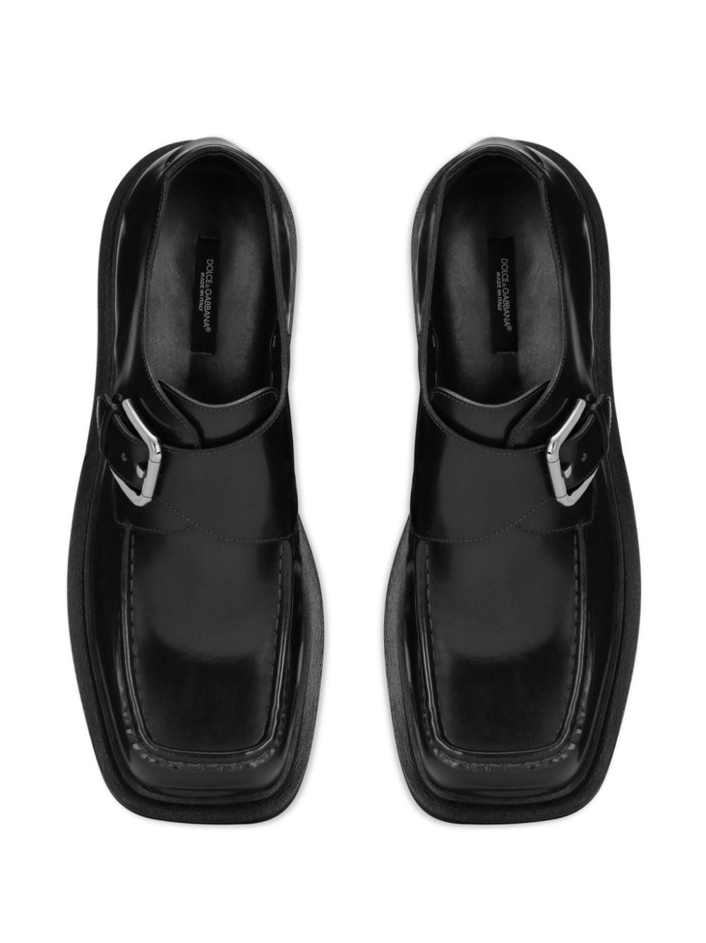 polished leather monk shoes - 4