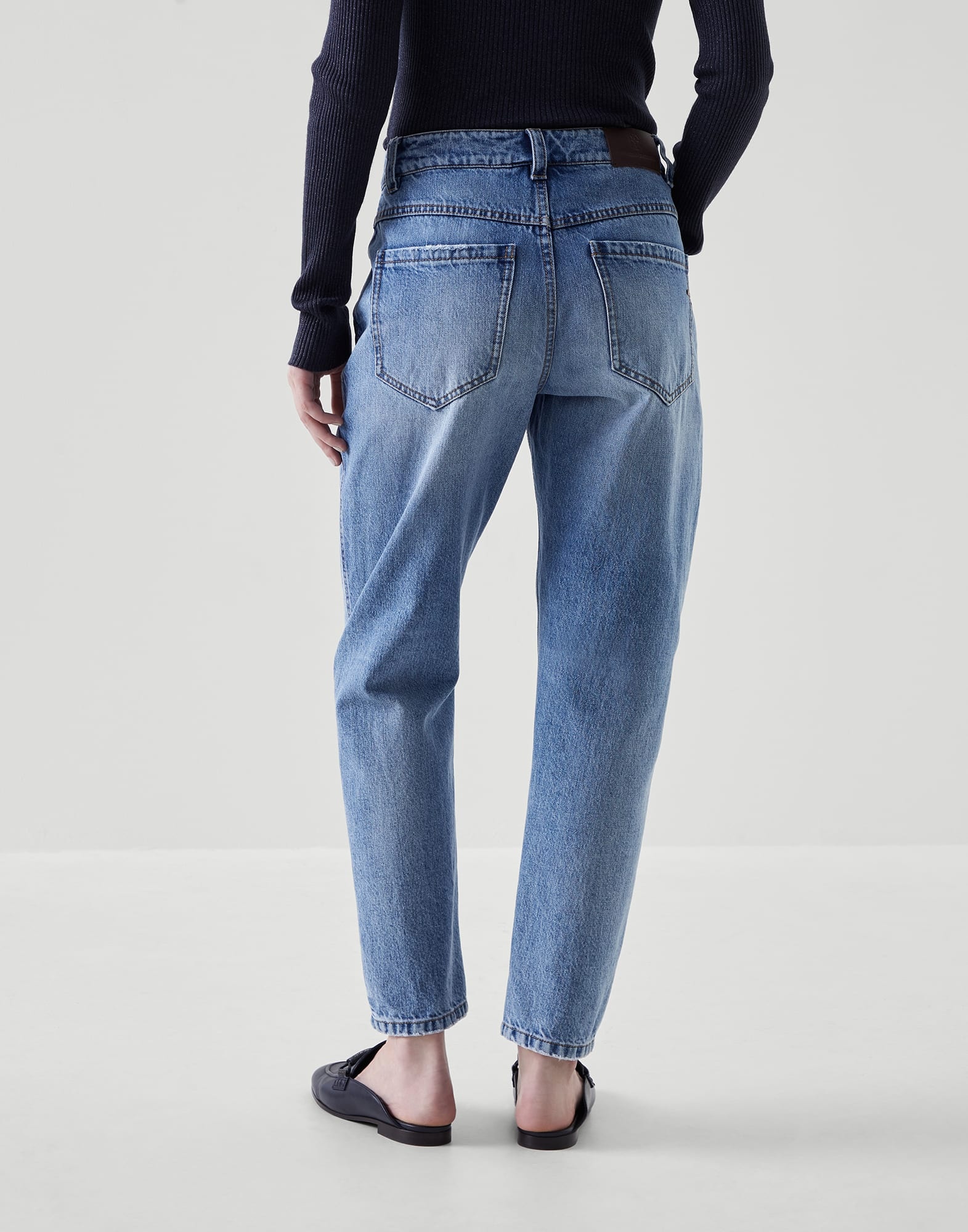 Authentic denim straight trousers with shiny bartack - 2