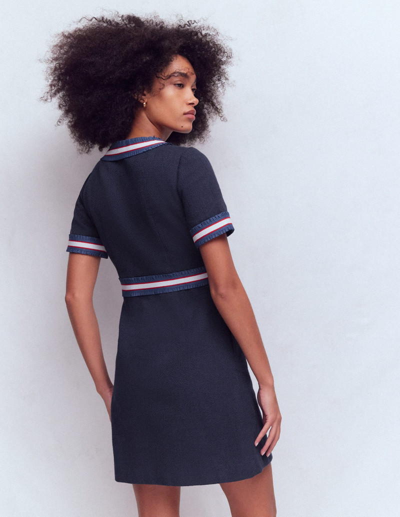 Button Short Dress-Navy 4