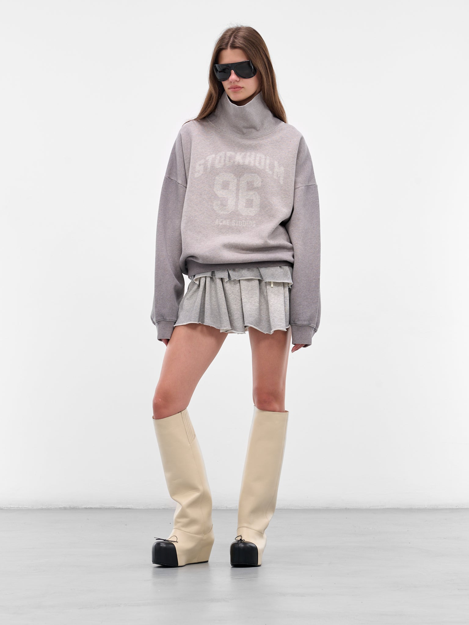 Grey Melange Layered Mini Skirt - 6