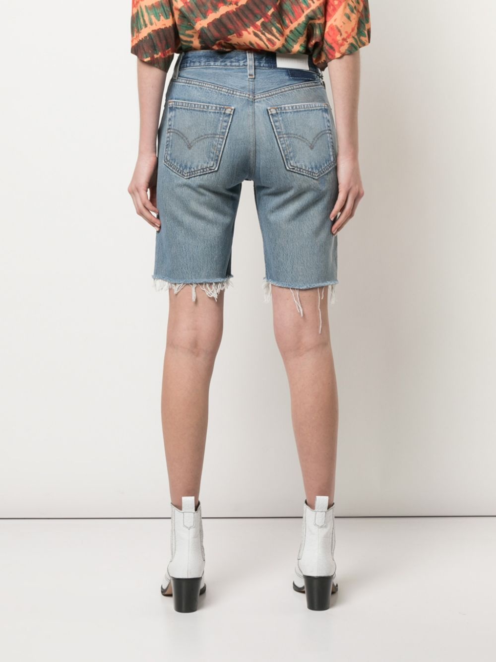 knee length denim shorts - 4