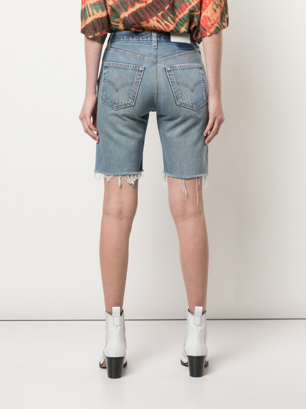 knee length denim shorts - 4