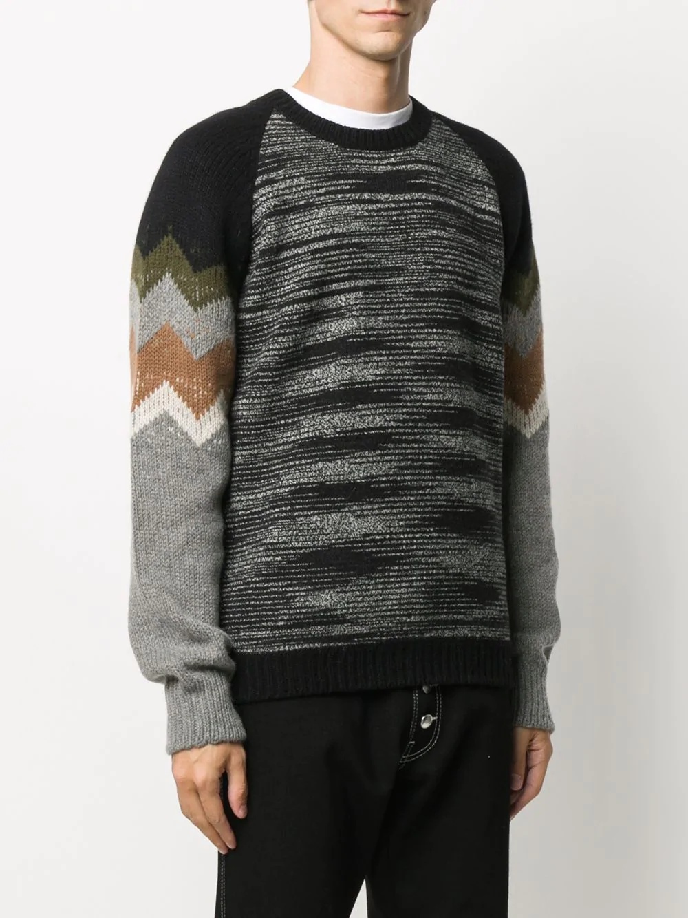 marl-knit crew neck jumper - 3