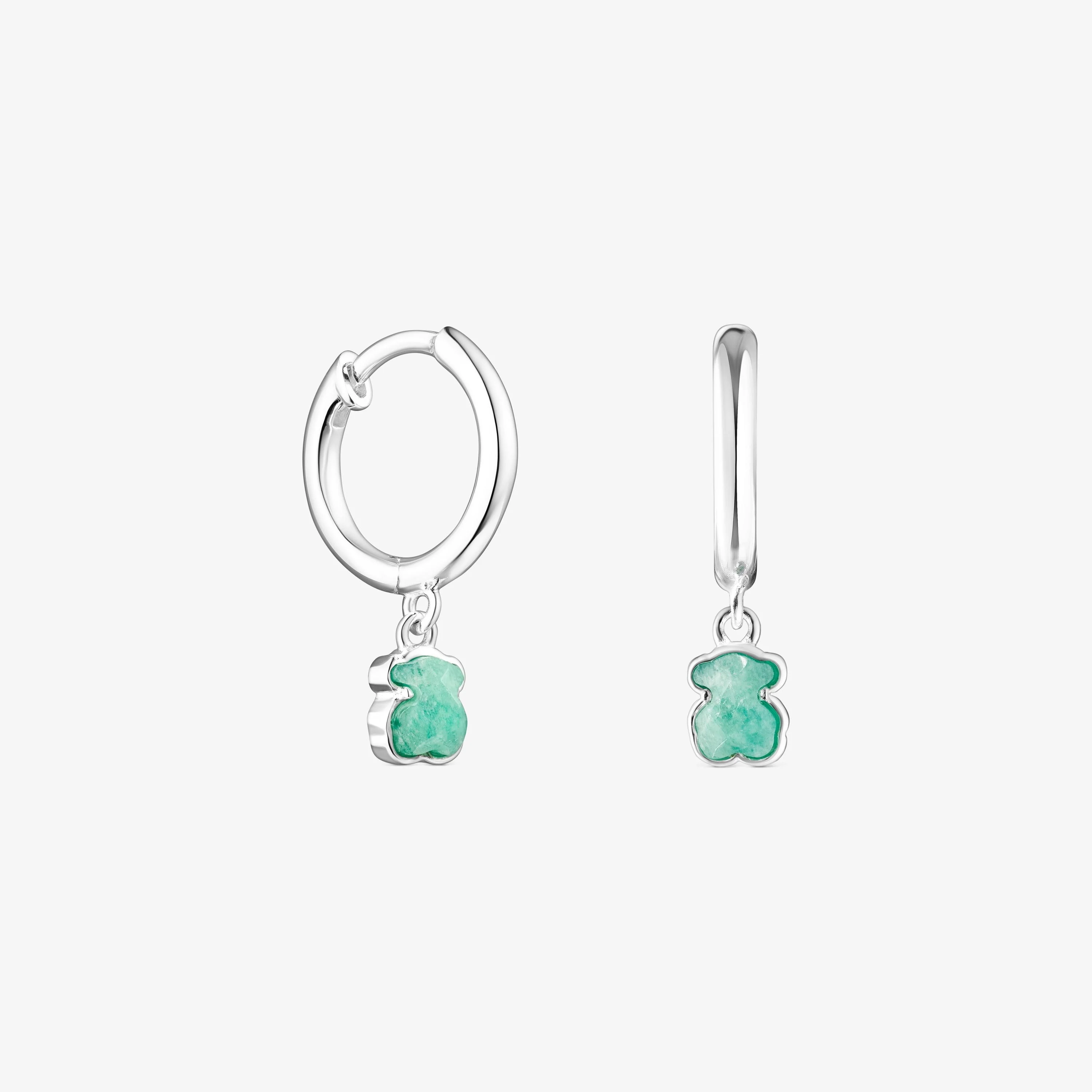 Silver and Amazonite Cool Color Earrings - 1