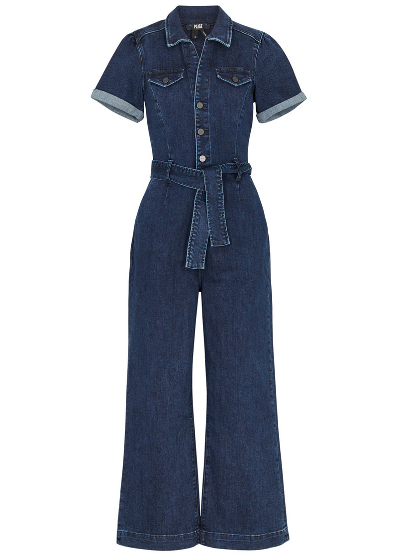 Anessa wide-leg stretch-denim jumpsuit 1