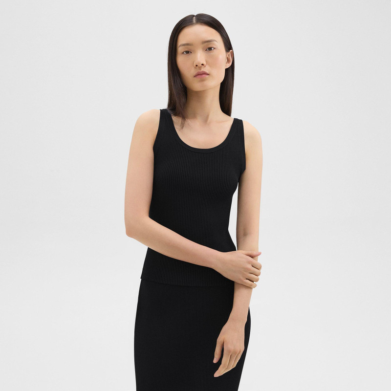 Ribbed Tank Top in Crepe Knit 3