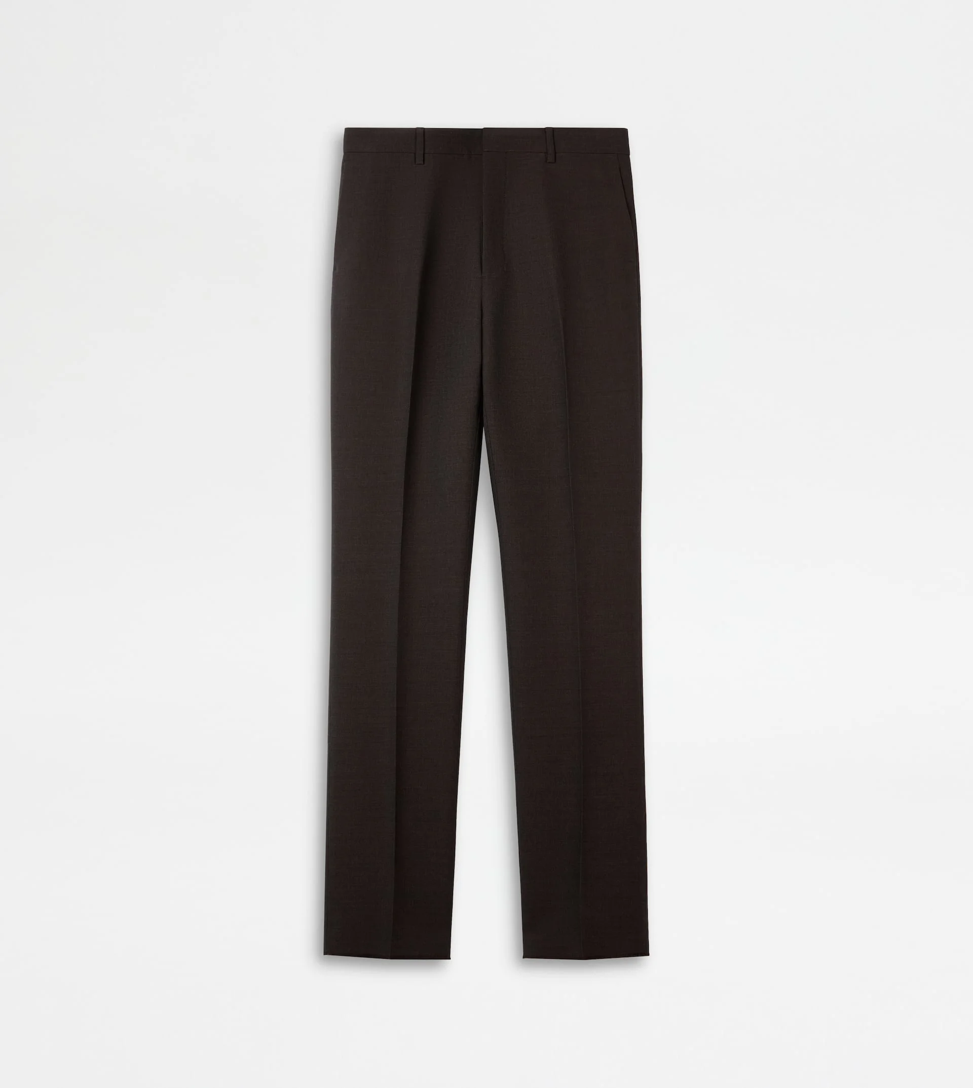 SLIM FIT PANTS IN WOOL - BROWN - 1