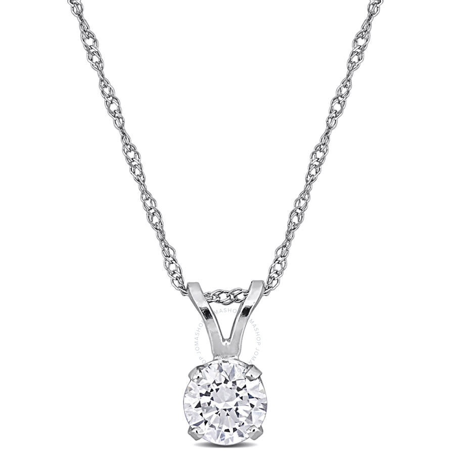 Created Forever - Created Forever 1/2ct TW Lab-Grown Diamond Solitaire Pendant with Chain in 14k White Gold - 17 in - 1