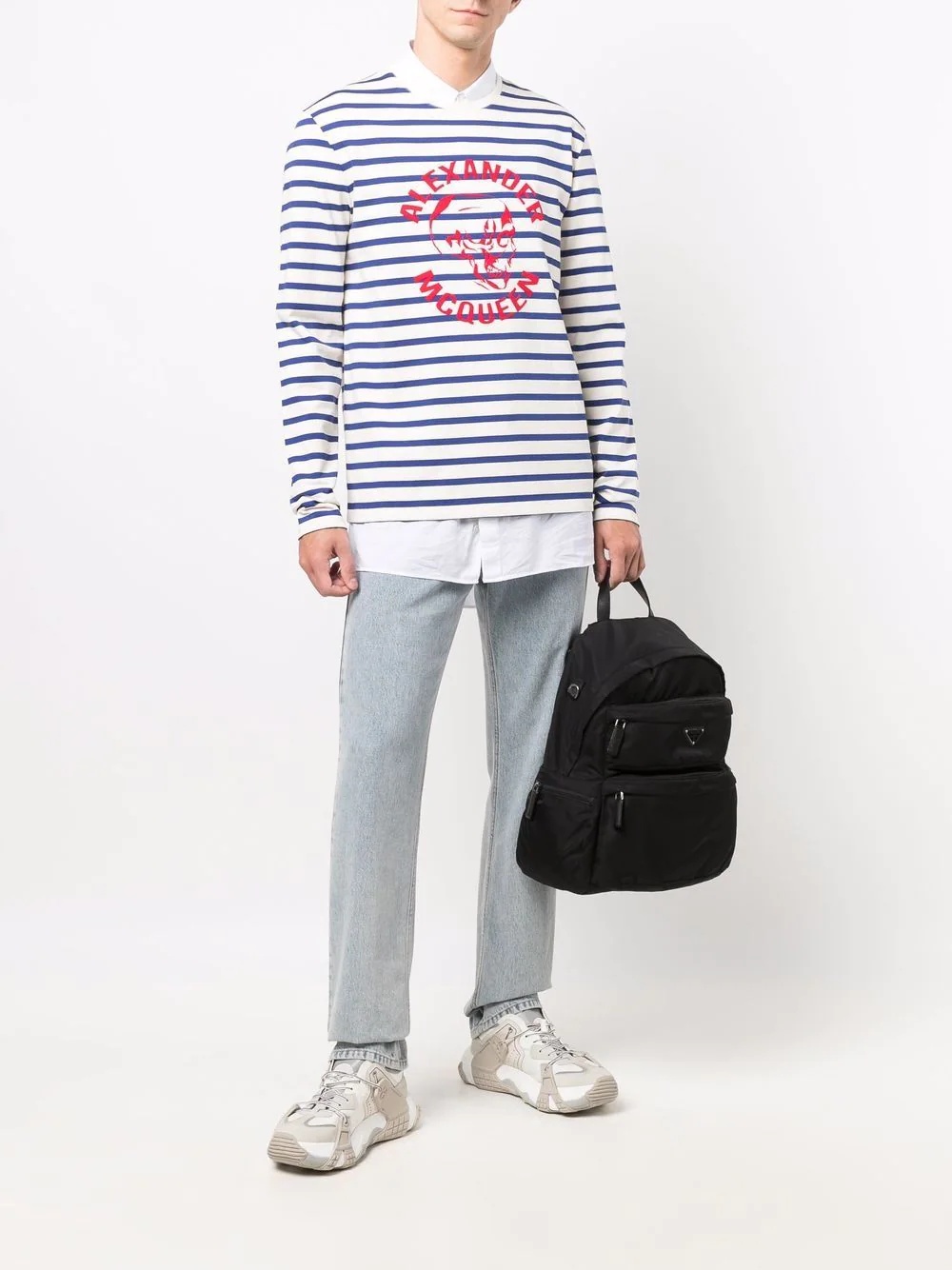 logo-print striped jumper - 2