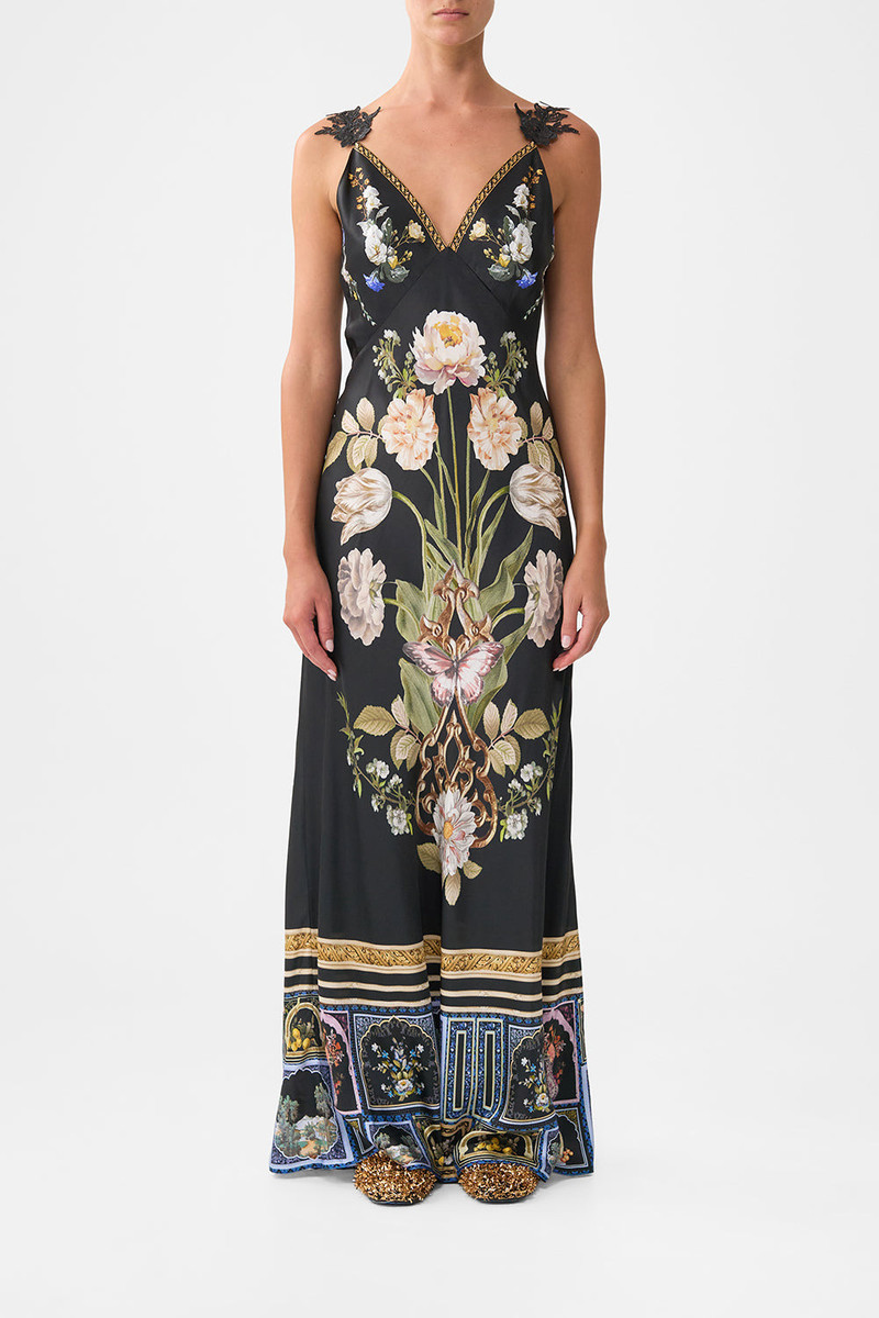 CAMILLA V NECK FULL LENGTH BIAS SLIP DRESS outlook