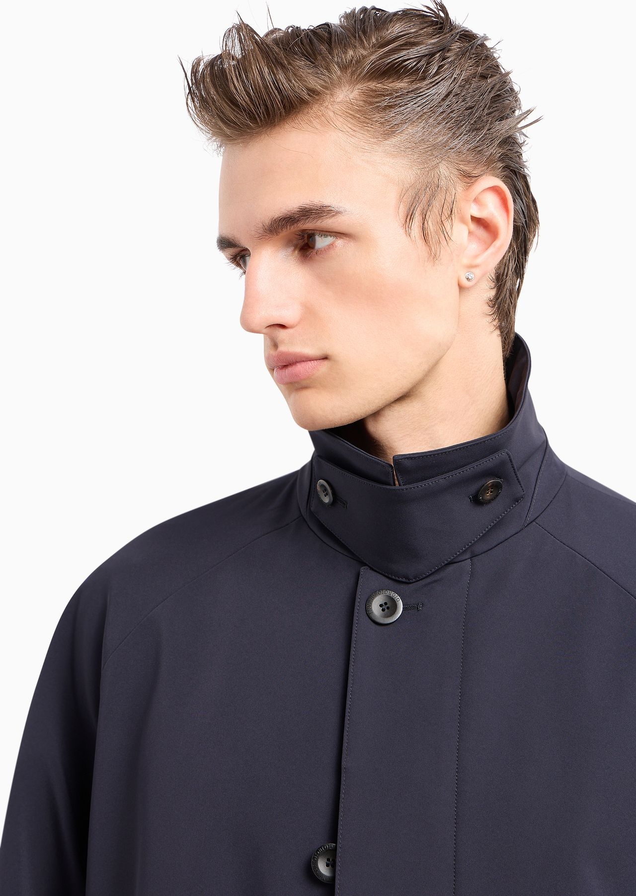 Single-breasted trench coat in technical jersey - 6