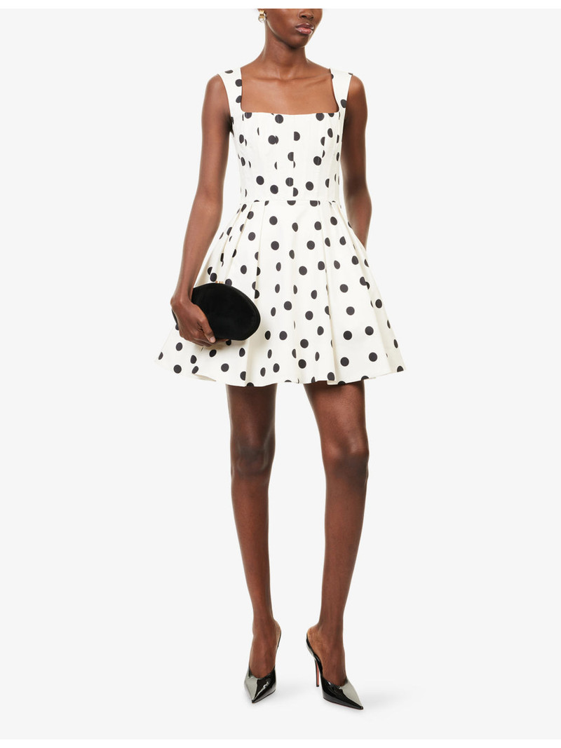 REBECCA VALLANCE Maisie Polka-Dot Cotton-Blend Mini Dress outlook