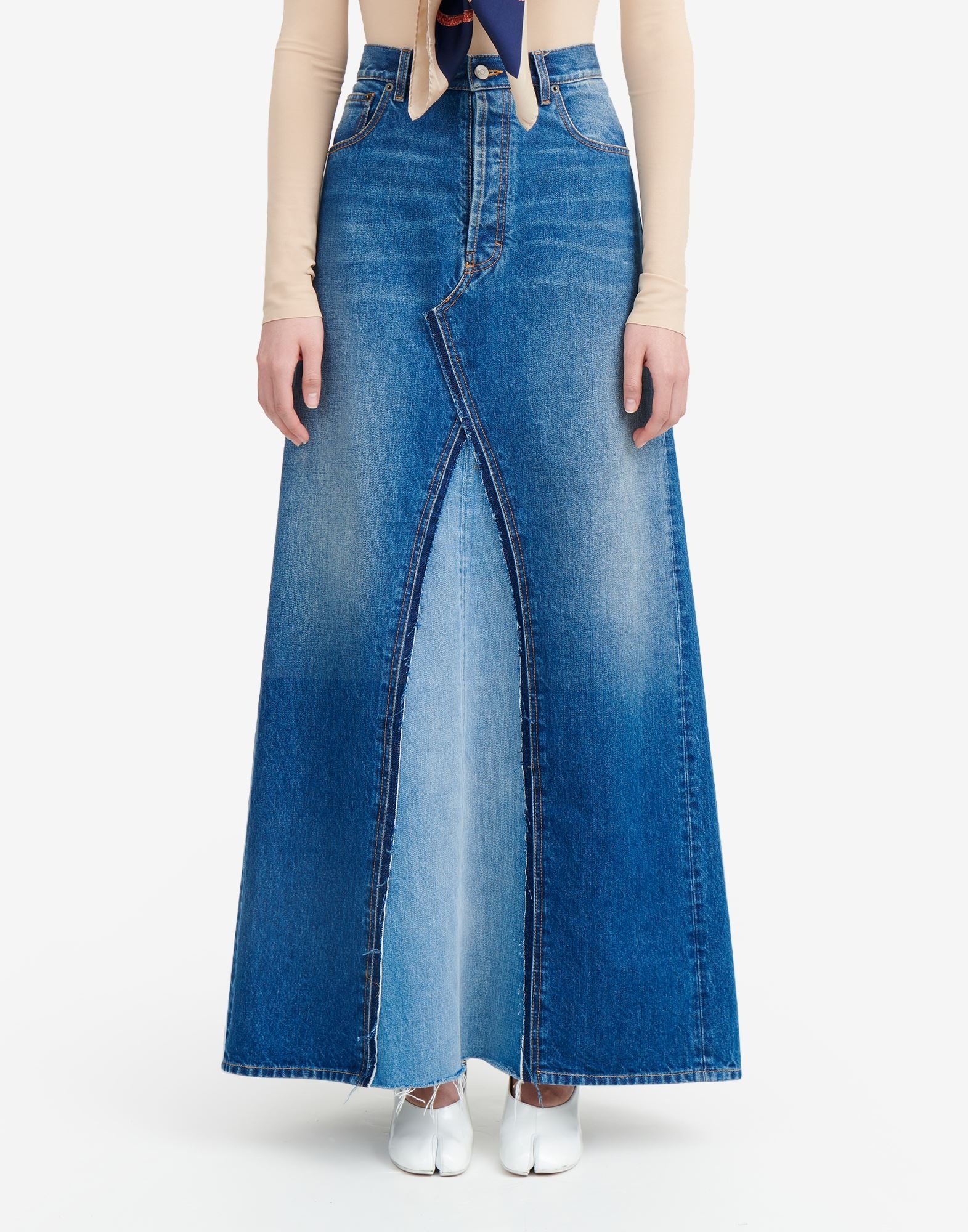 Two-tone denim skirt - 5