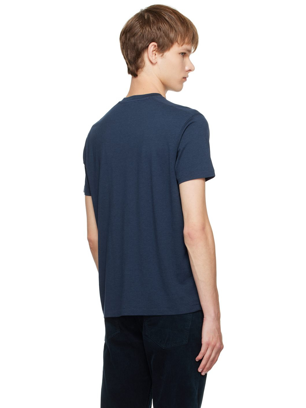 Navy Lyocell Cotton Crewneck T-shirt - 3
